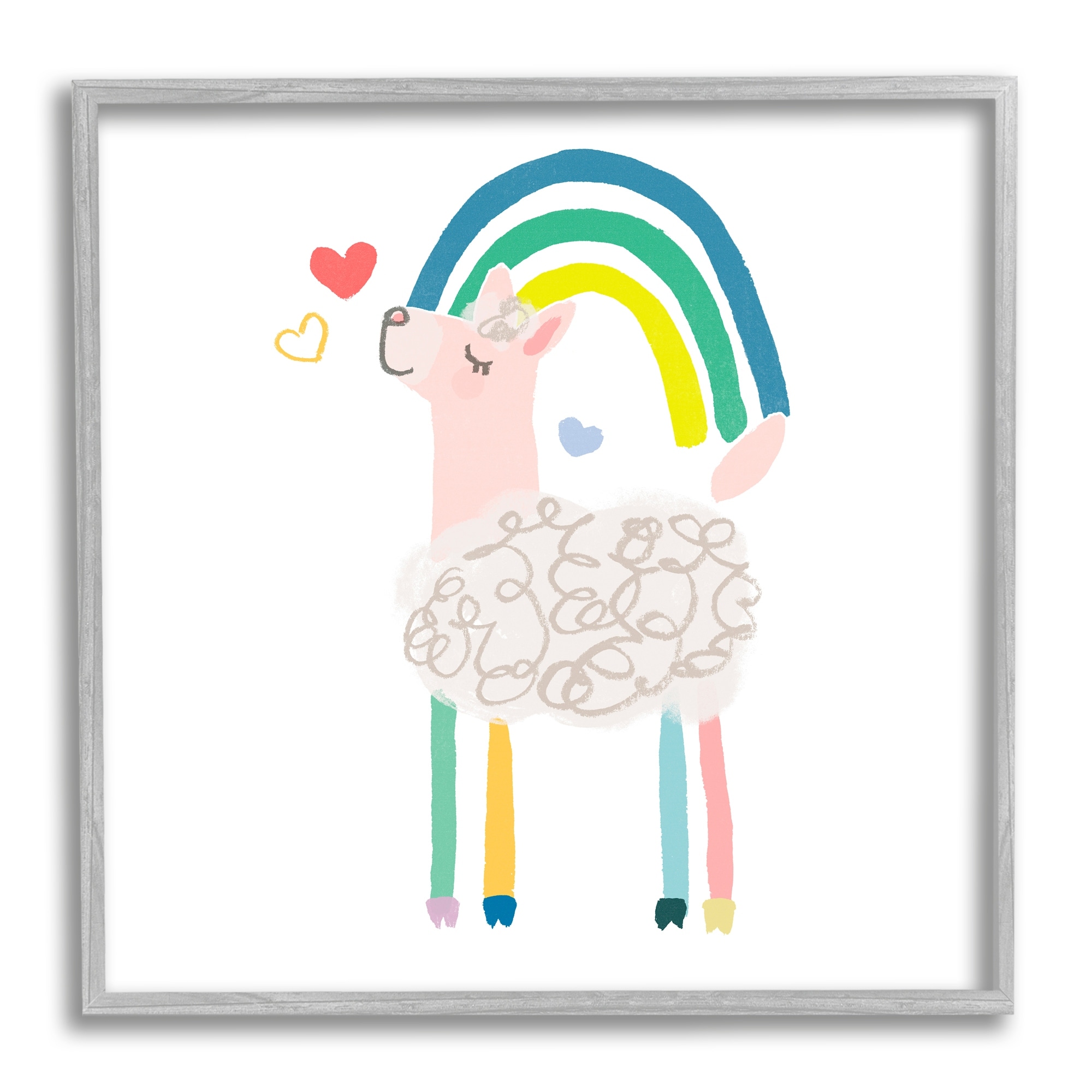 Stupell Industries Sweet Pastel Rainbow Sheep Hearts Simple Illustration, 24 x 24, Design by June Erica Vess