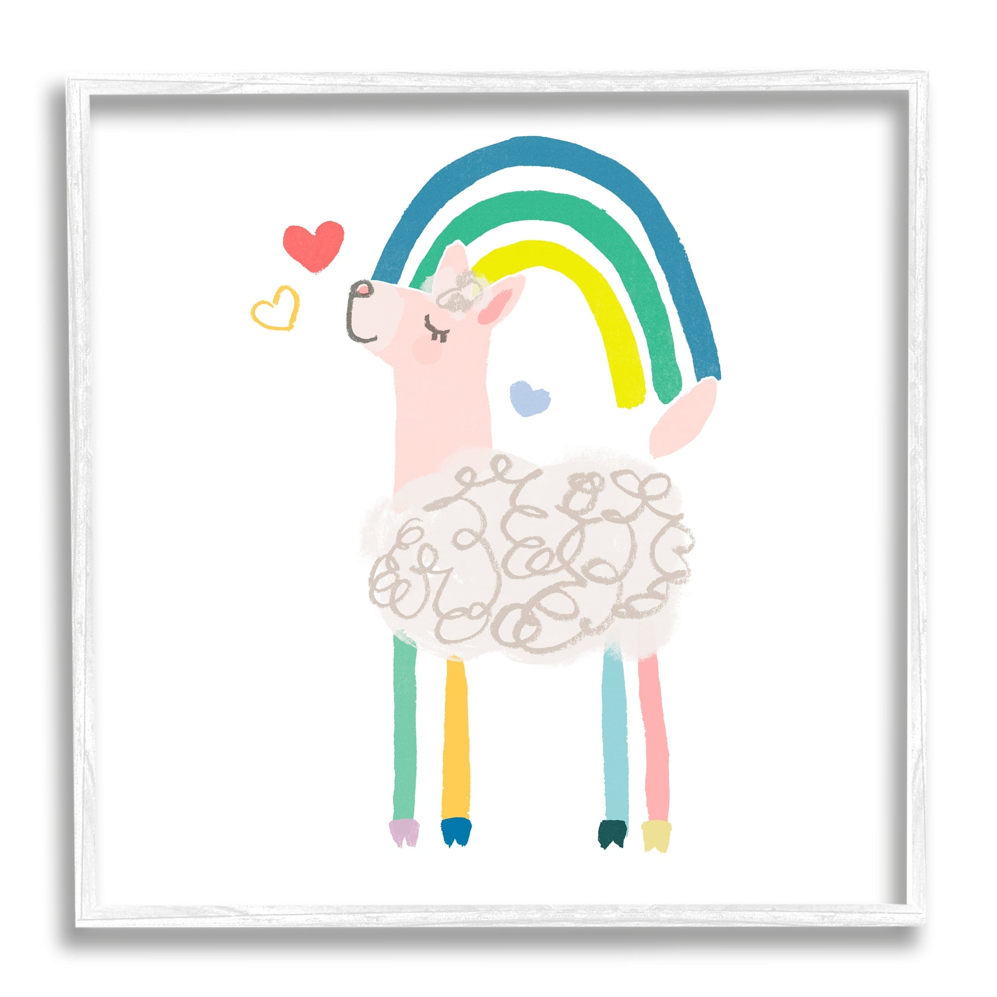 Stupell Industries Sweet Pastel Rainbow Sheep Hearts Simple Illustration, 24 x 24, Design by June Erica Vess