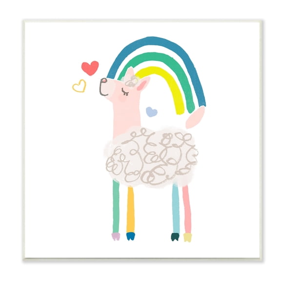 Stupell Industries Sweet Pastel Rainbow Sheep Hearts Simple Illustration Graphic Art Unframed Art Print Wall Art, 12x12, by June Erica Vess