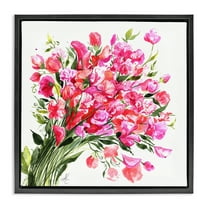 Stupell Industries Sweet Pea Bouquet Botanical & Floral Painting Black Floater Framed Art Print Wall Art, 18 x 18