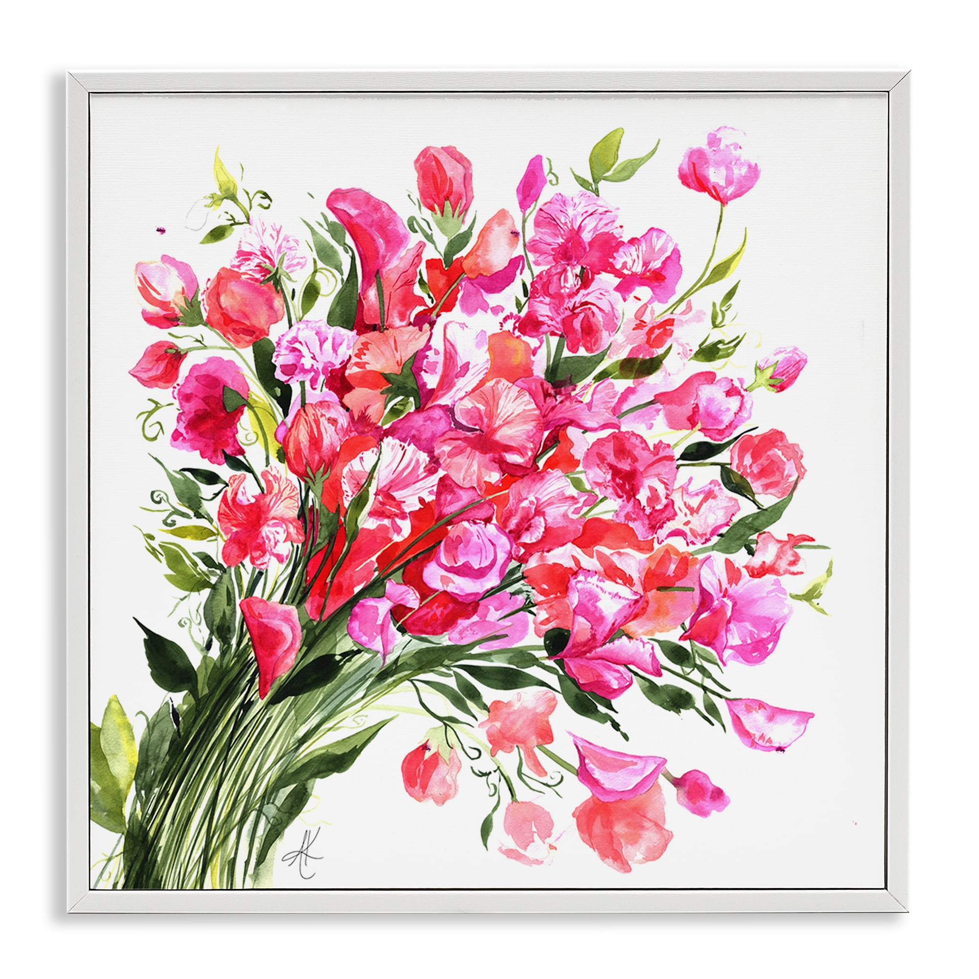 Stupell Industries Sweet Pea Bouquet Botanical & Floral Painting White Framed Art Print Wall Art, 24 x 24