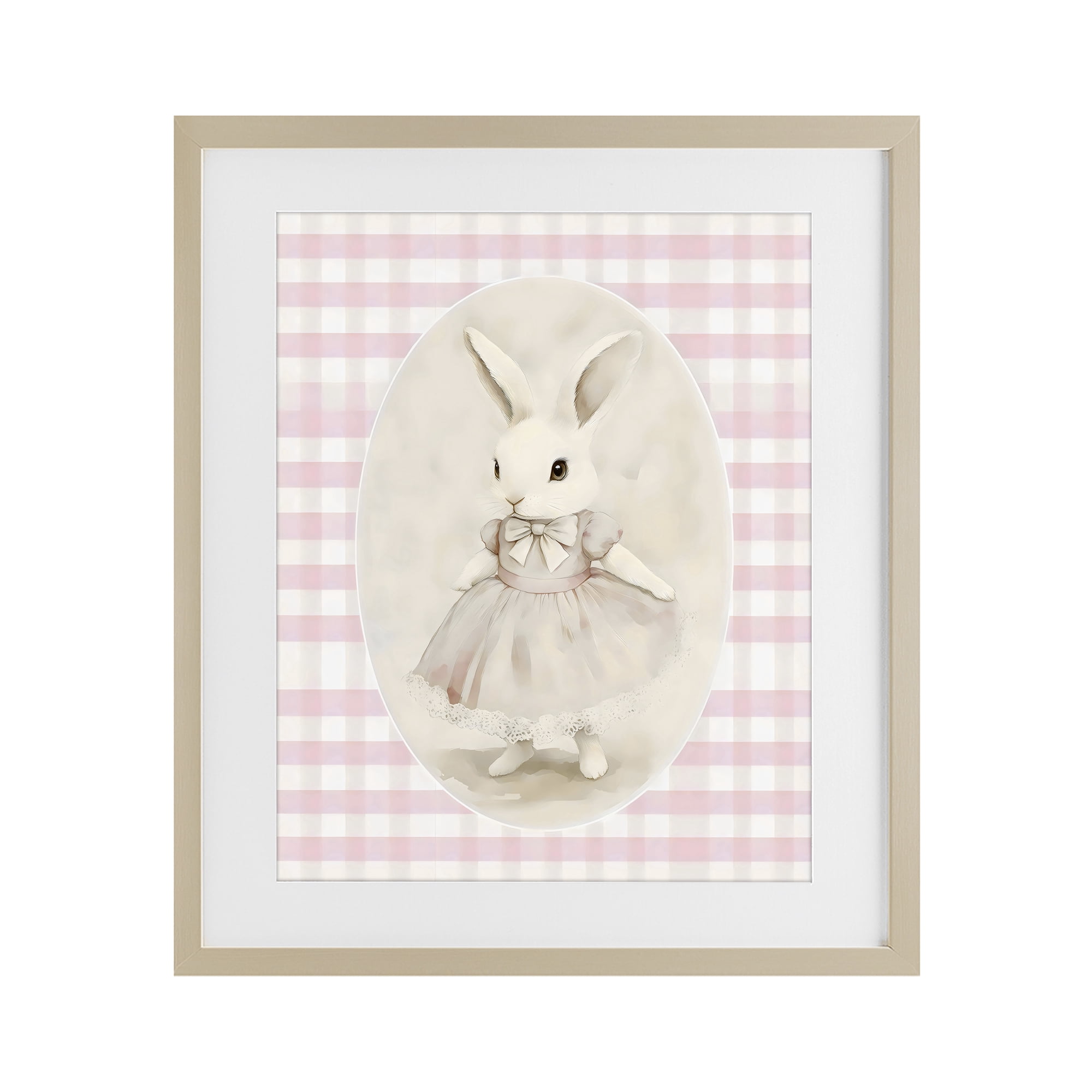 Stupell Industries Sweet Pink Girl Bunny Birch Framed Print Under Glass, design by Arlington Prints
