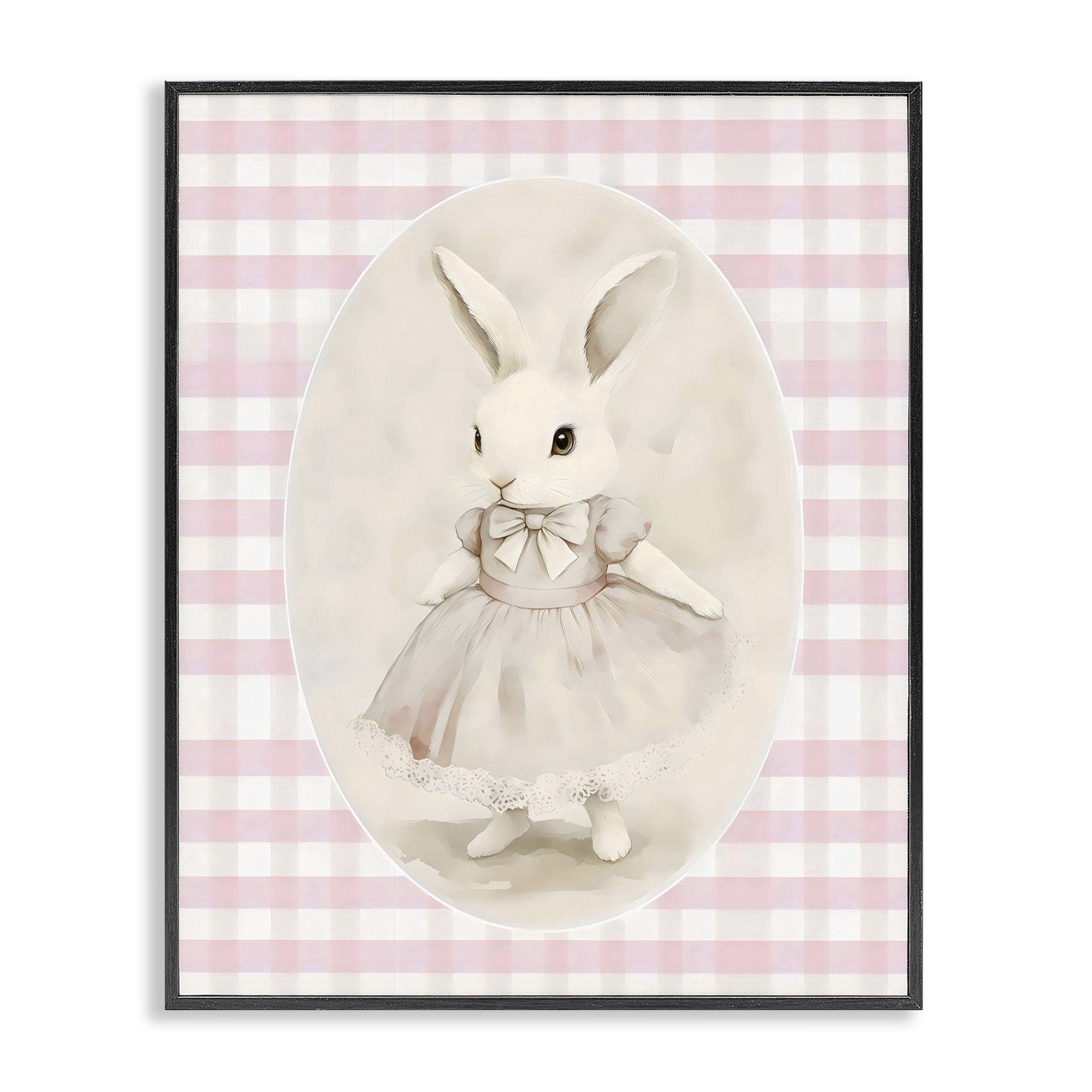Stupell Industries Sweet Pink Girl Bunny Black Framed Giclee Art, design by Arlington Prints