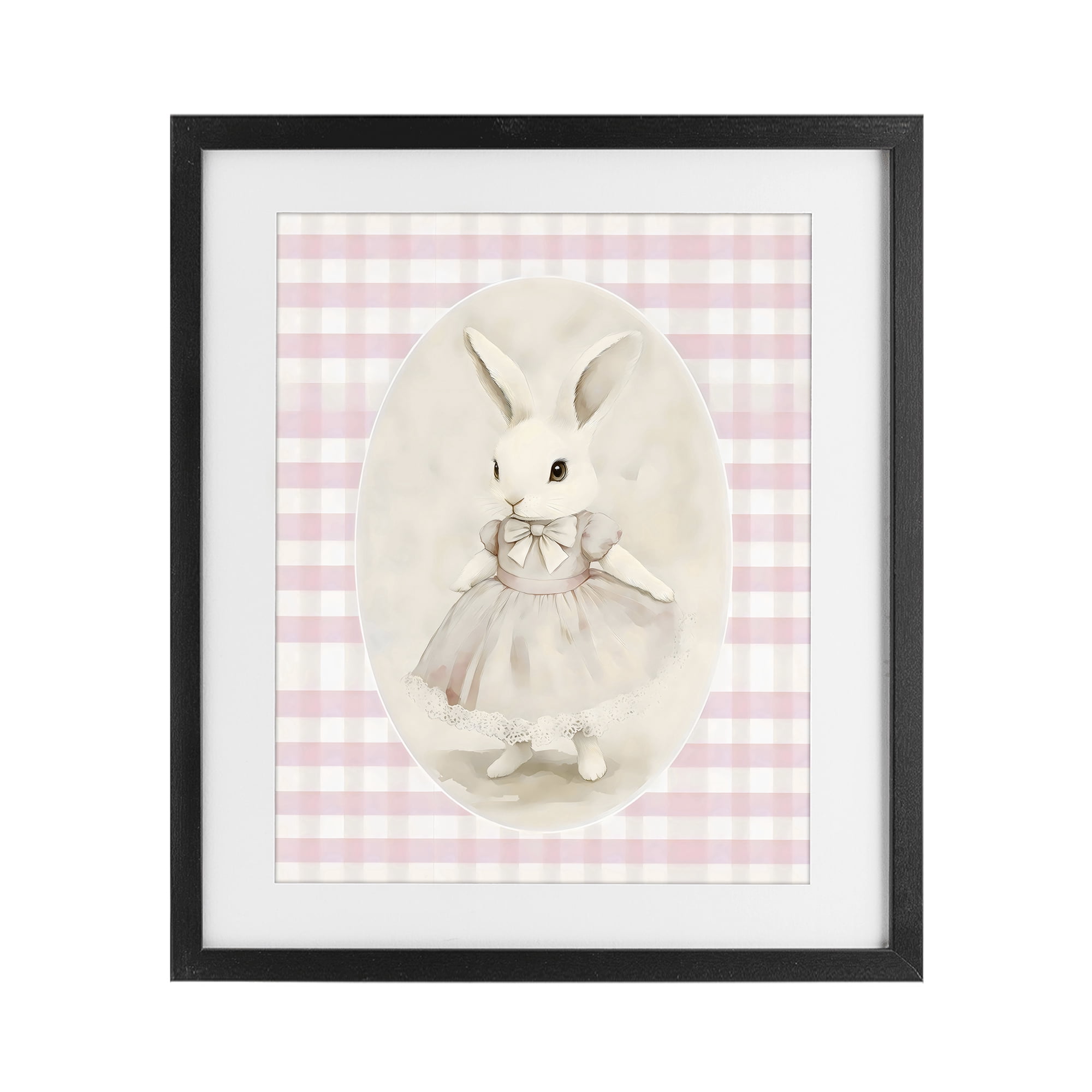Stupell Industries Sweet Pink Girl Bunny Black Framed Print Under Glass, design by Arlington Prints