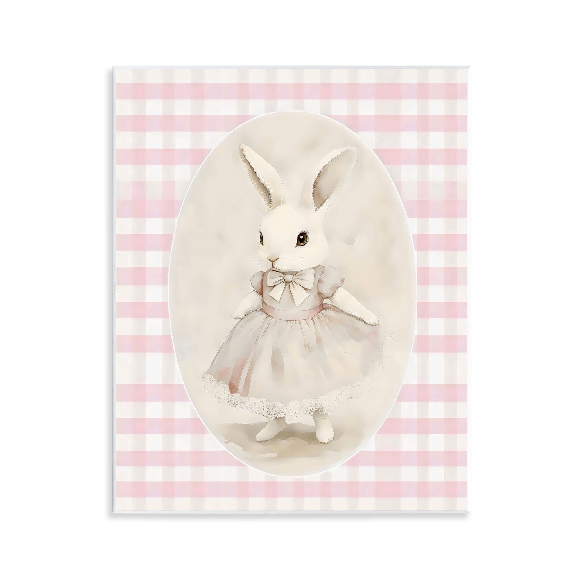 Stupell Industries Sweet Pink Girl Bunny Wall Plaque Art, design by Arlington Prints