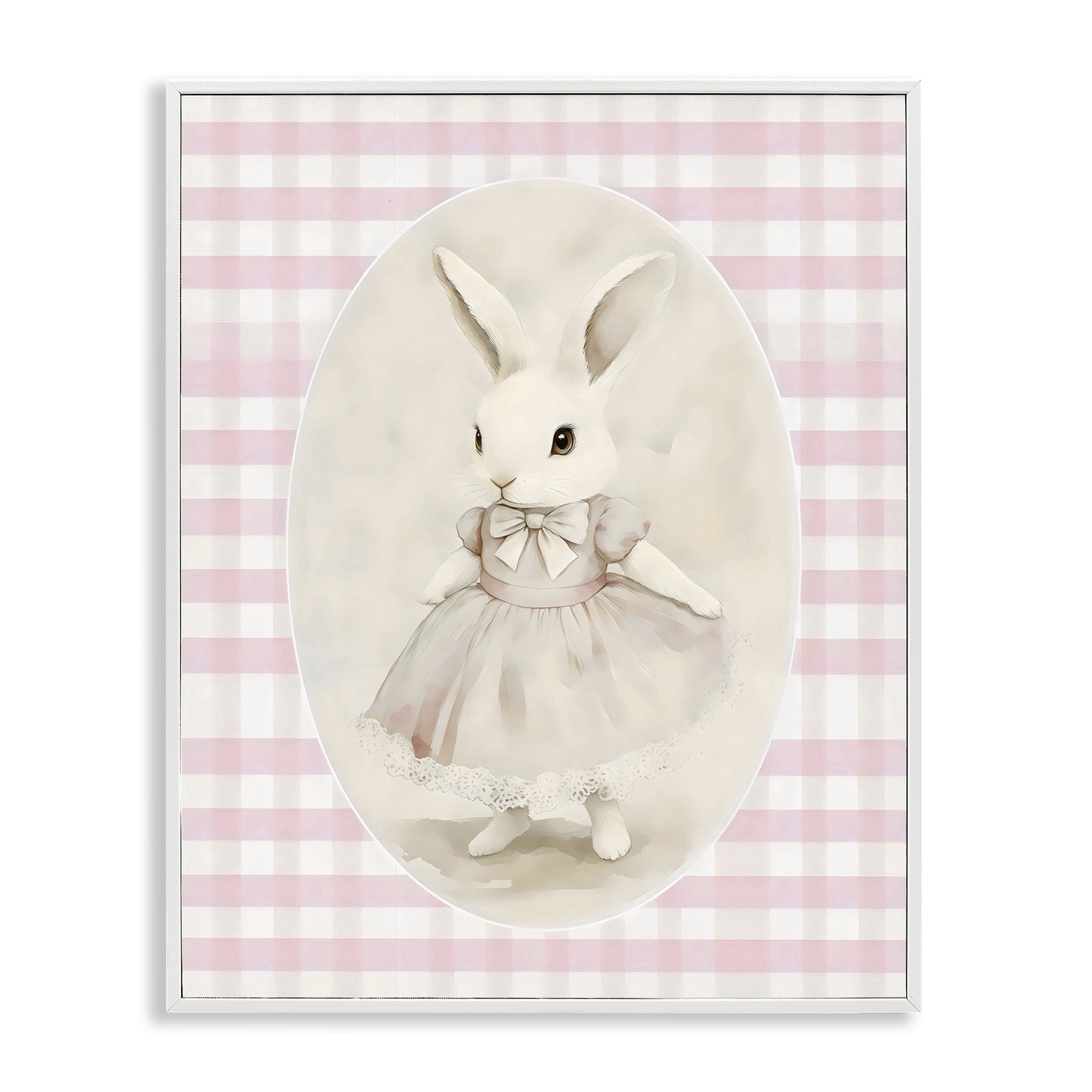 Stupell Industries Sweet Pink Girl Bunny White Framed Giclee Art, design by Arlington Prints