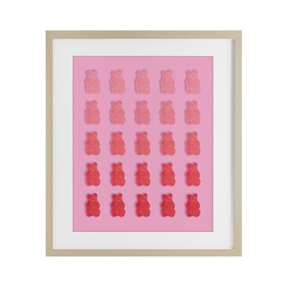Stupell Industries Eclectic Sweet Pink Gummy Bears Birch Framed Print Under Glass, 13 x 16, by LISH Creative