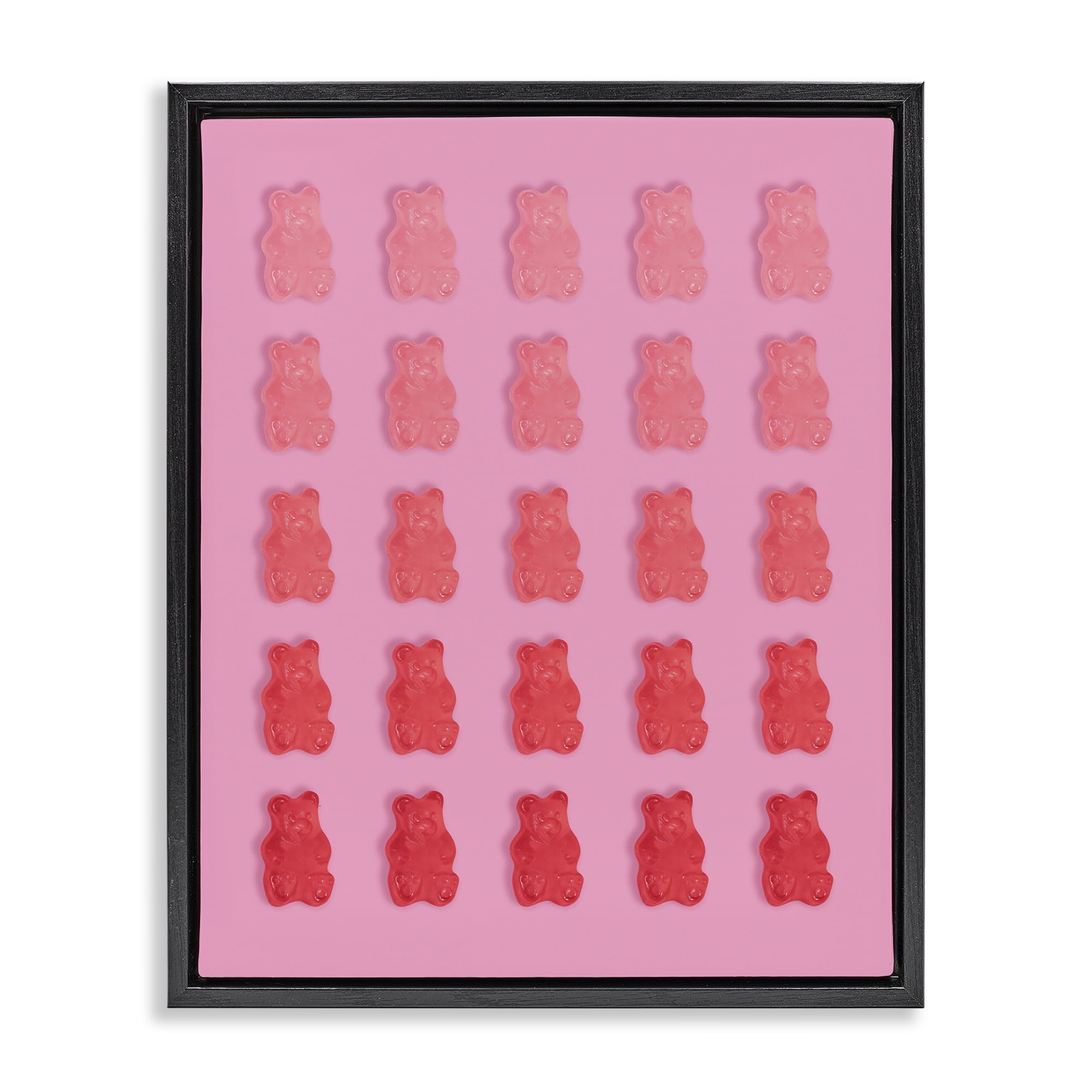 Stupell Industries Sweet Pink Gummy Bears Black Framed Floater Canvas Wall Art, design by LISH Creative