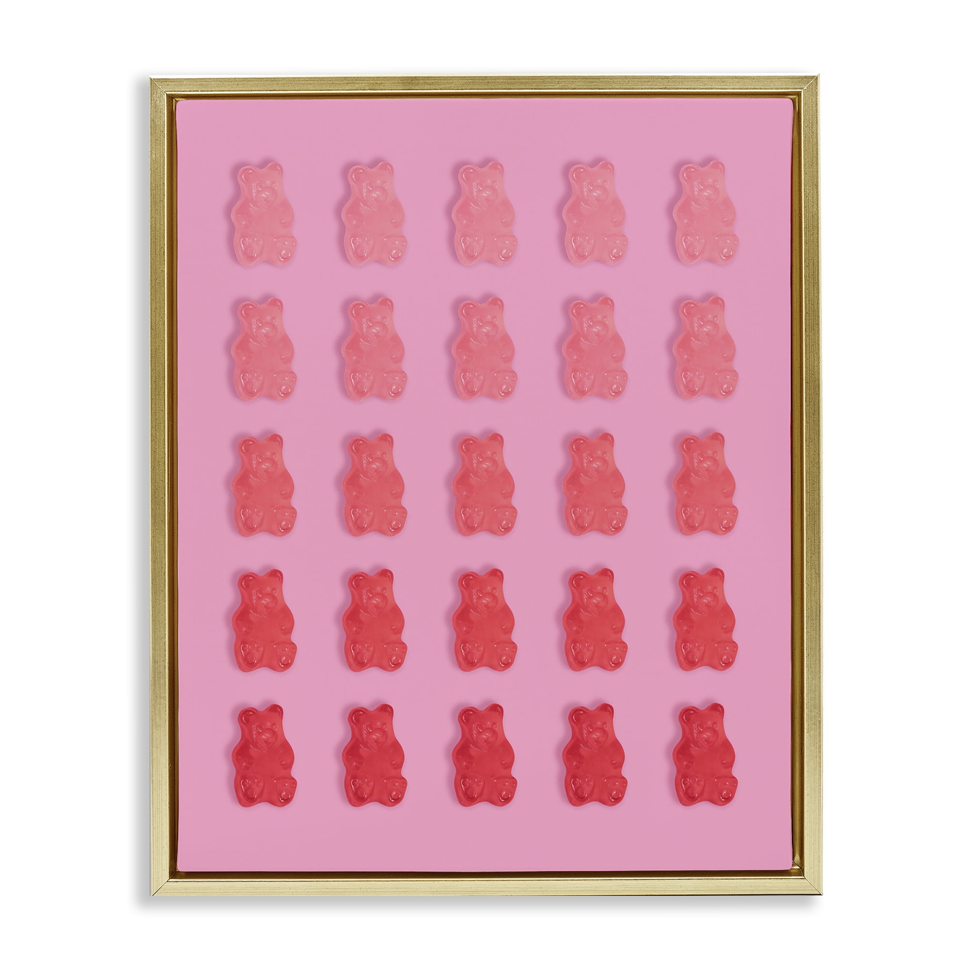 Stupell Industries Sweet Pink Gummy Bears Gold Framed Floater Canvas Wall Art, design by LISH Creative