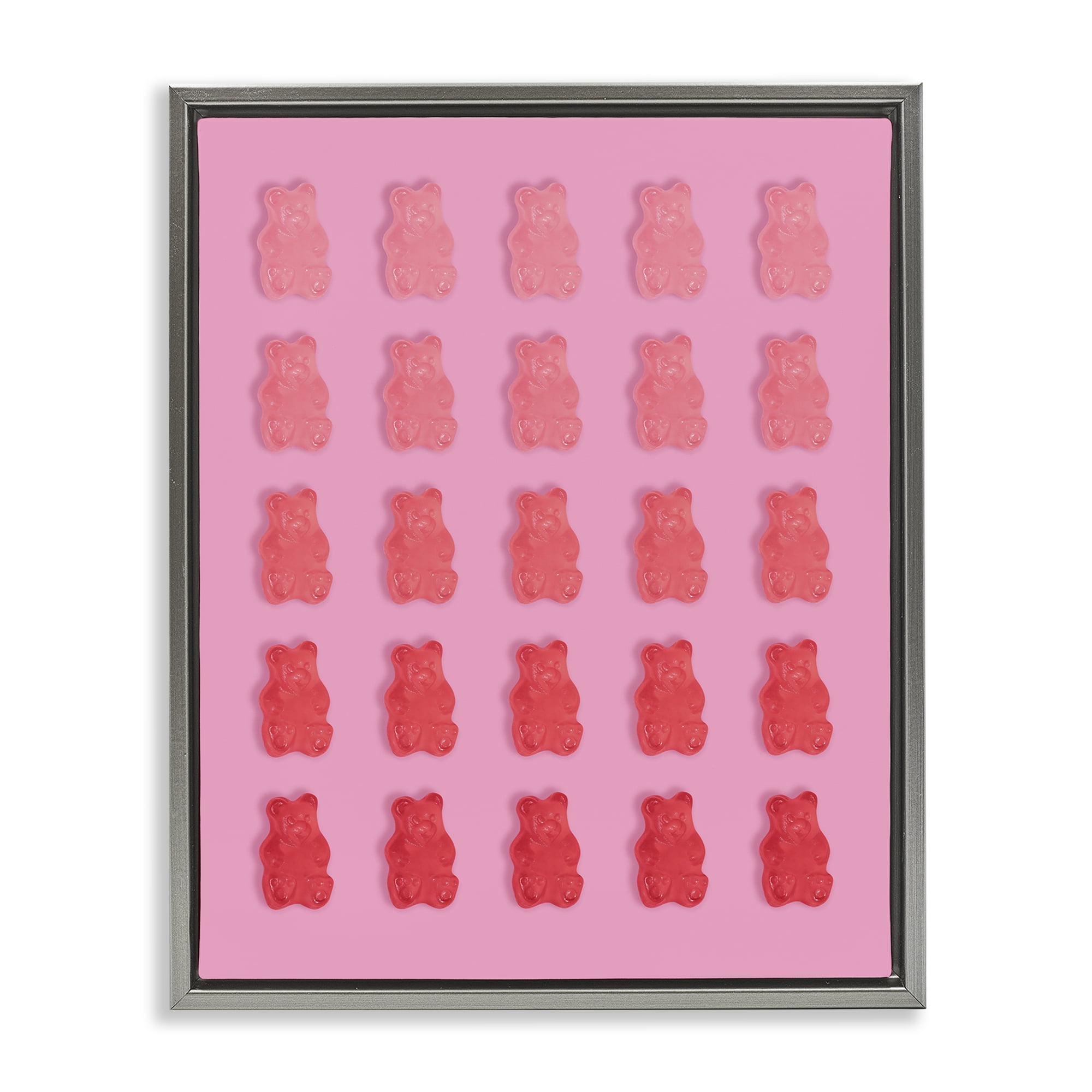 Stupell Industries Sweet Pink Gummy Bears Gray Framed Floater Canvas Wall Art, design by LISH Creative