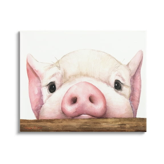Stupell Industries Sweet Pink Pig Resting Snout Farm Animal Illustration Painting Gallery Wrapped Canvas Print Wall Art, Design by George Dyachenko