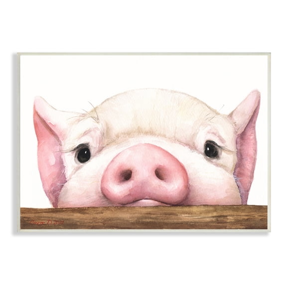 Stupell Industries Sweet Pink Pig Resting Snout Farm Animal Illustration Painting Unframed Art Print Wall Art, Design by George Dyachenko
