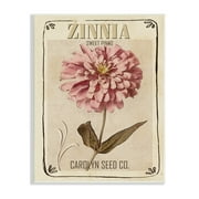 Stupell Industries Sweet Pink Zinnia Florals Vintage Seed Packet, 13 x 19, Design by Studio W