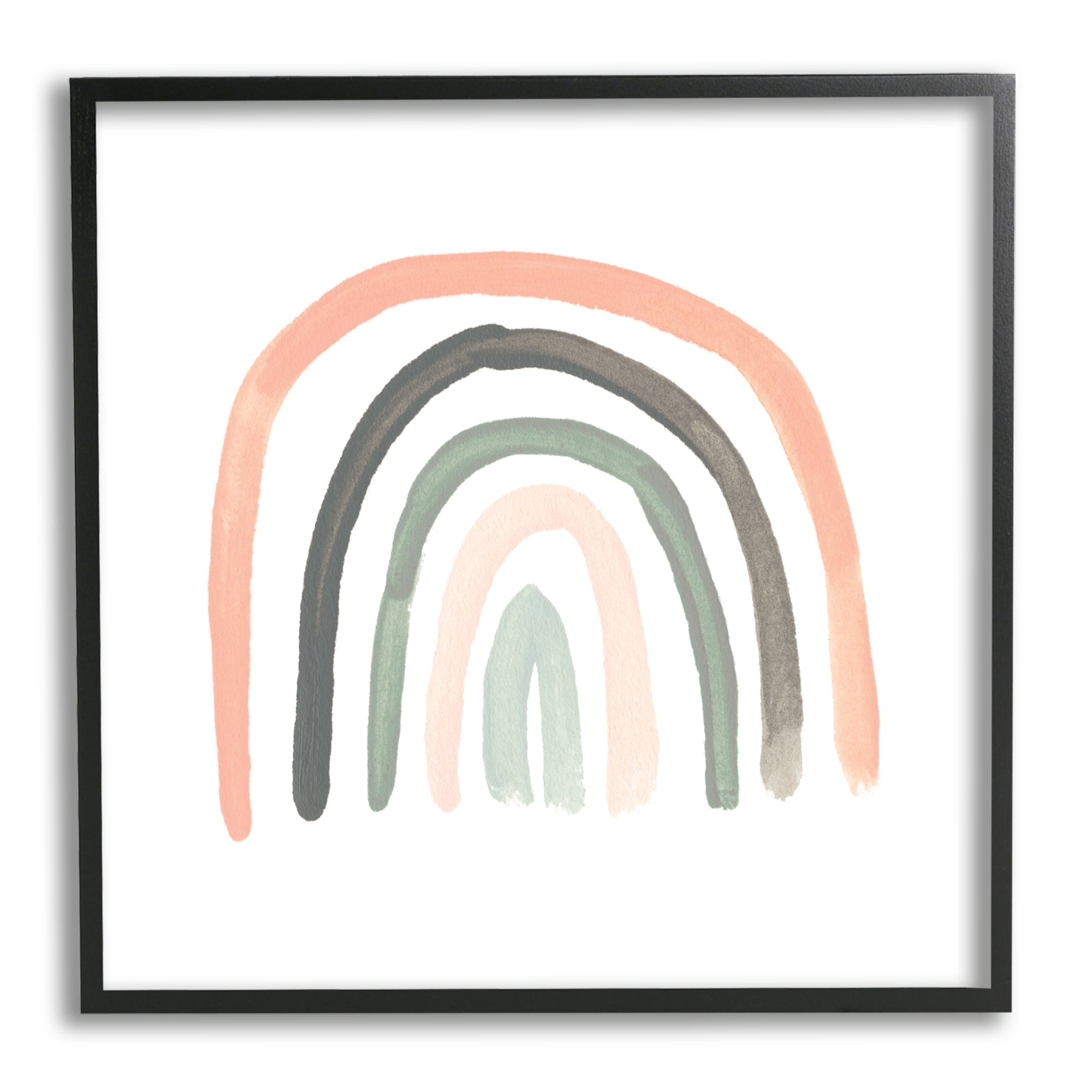Stupell Industries Sweet Rainbow Arches Soft Green Pink Pastels Graphic Art Black Framed Art Print Wall Art, 12x12, by June Erica Vess
