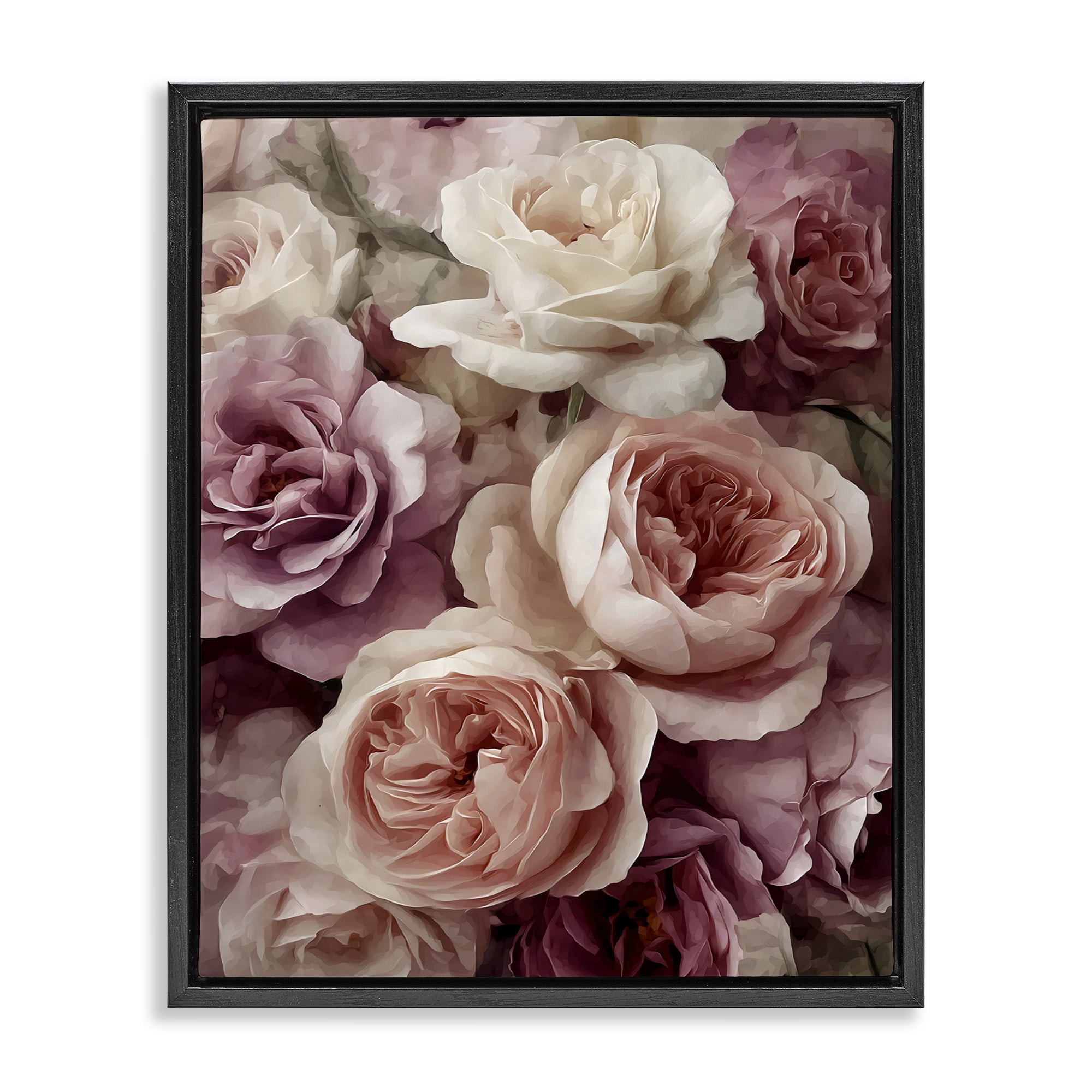 Stupell Industries Sweet Roses in Blush Pink Black Framed Floater Canvas Wall Art, design by Franklyn Gregory