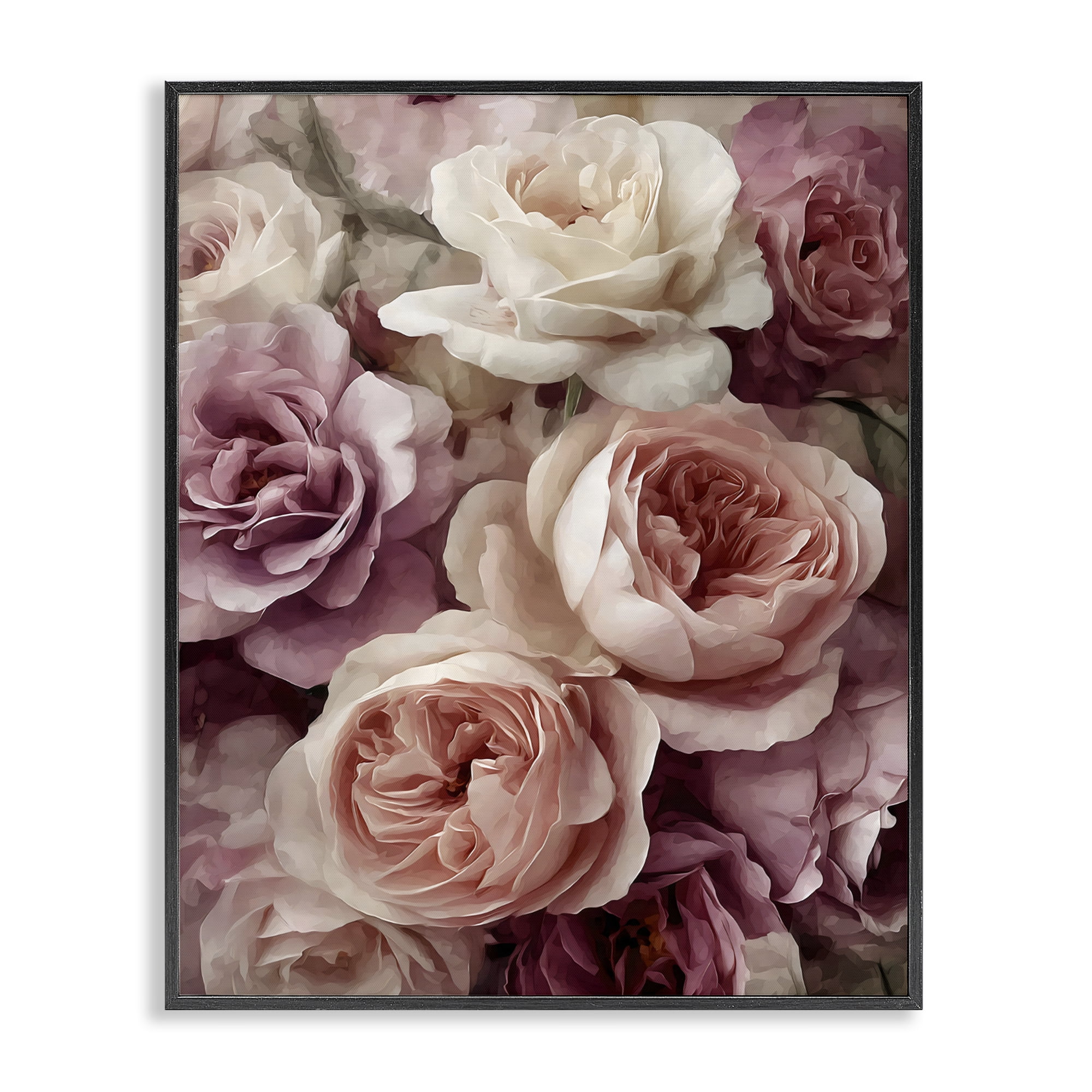 Stupell Industries Sweet Roses in Blush Pink Black Framed Giclee Art, design by Franklyn Gregory