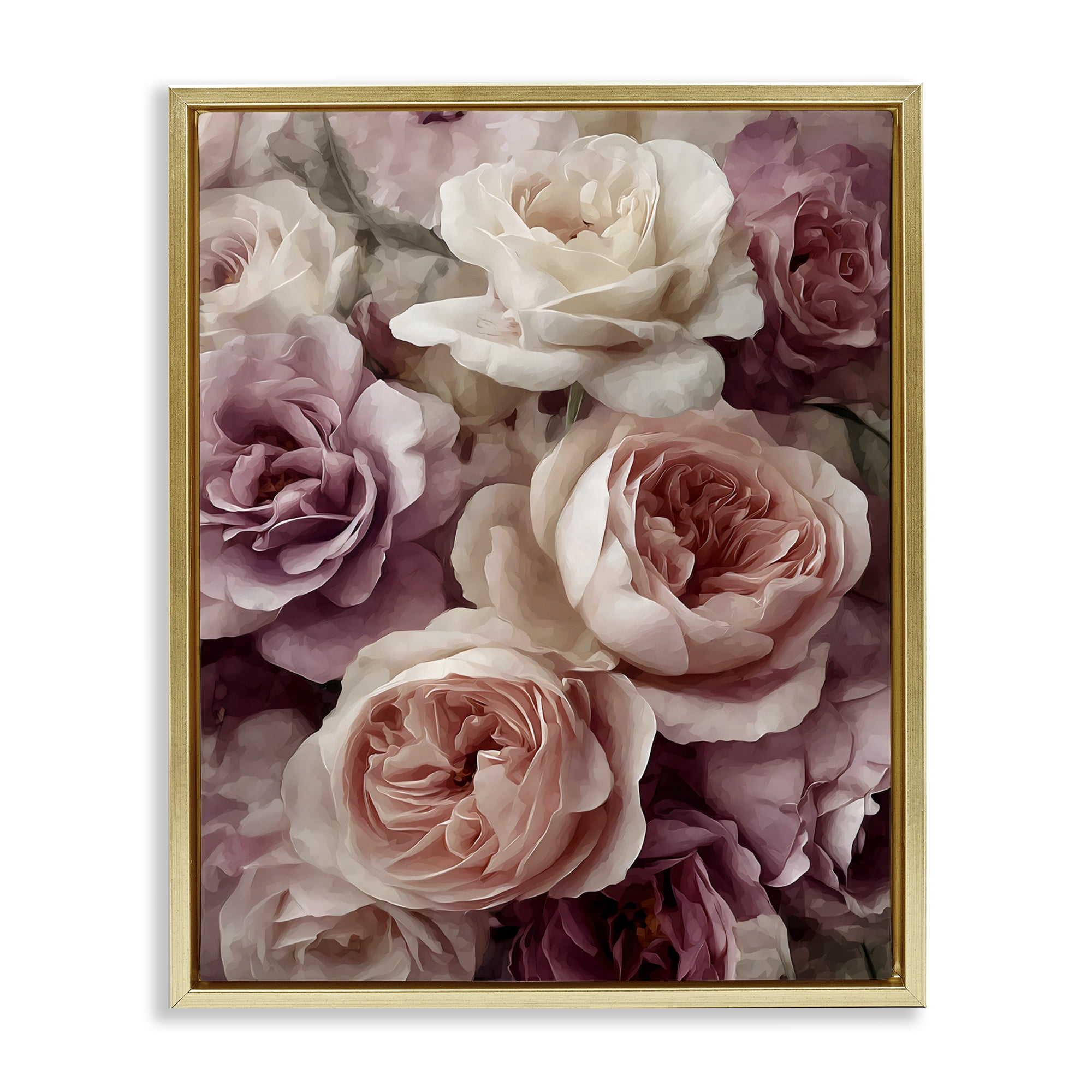 Stupell Industries Sweet Roses in Blush Pink Gold Framed Floater Canvas Wall Art, design by Franklyn Gregory