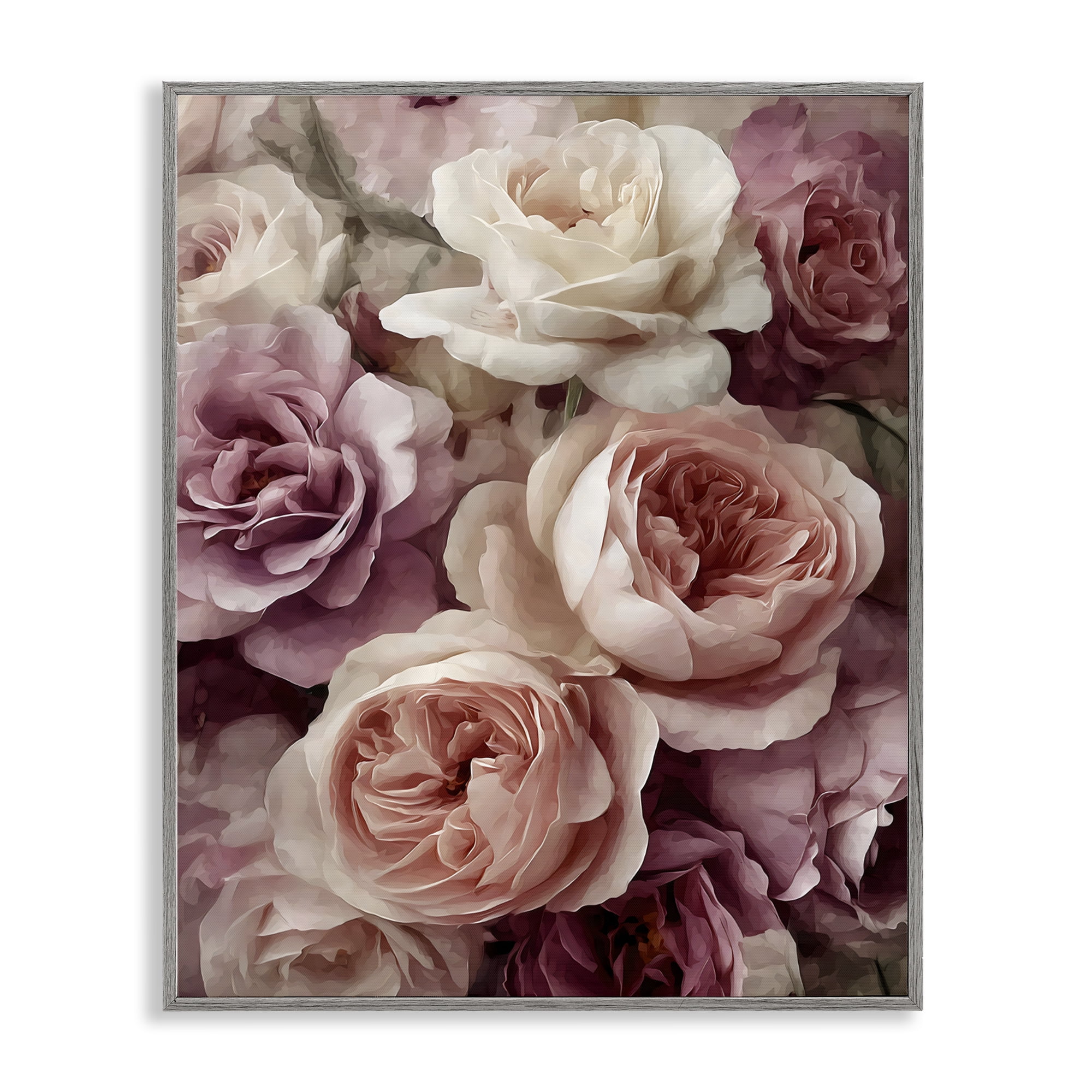 Stupell Industries Sweet Roses in Blush Pink Gray Framed Giclee Art, design by Franklyn Gregory