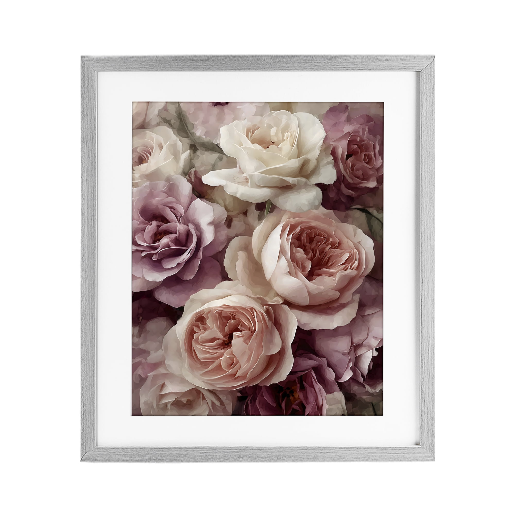 Stupell Industries Sweet Roses in Blush Pink Gray Framed Print Under Glass, design by Franklyn Gregory