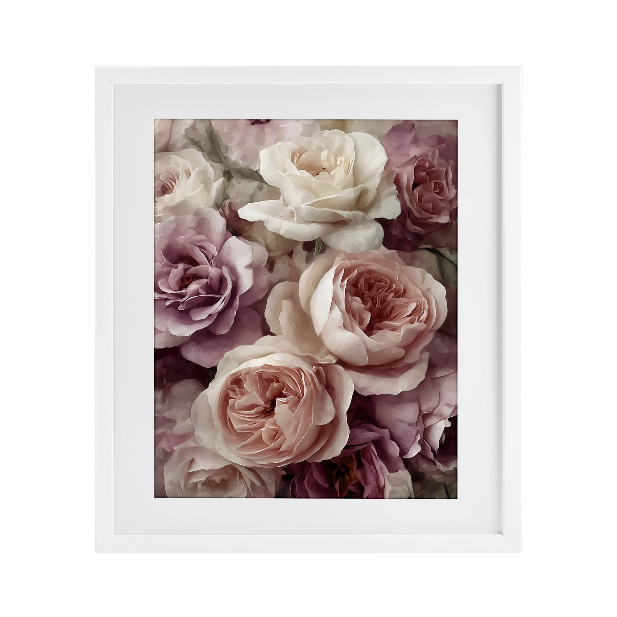 Stupell Industries Sweet Roses in Blush Pink White Framed Print Under Glass, design by Franklyn Gregory