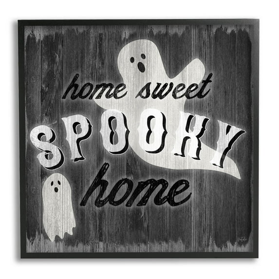 Stupell Industries Sweet Spooky Home Ghosts Sign Graphic Art Black Framed Art Print Wall Art, Design by Natalie Carpentieri