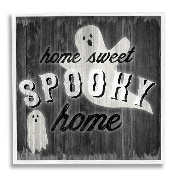 Stupell Industries Sweet Spooky Home Ghosts Sign Graphic Art White Framed Art Print Wall Art, Design by Natalie Carpentieri