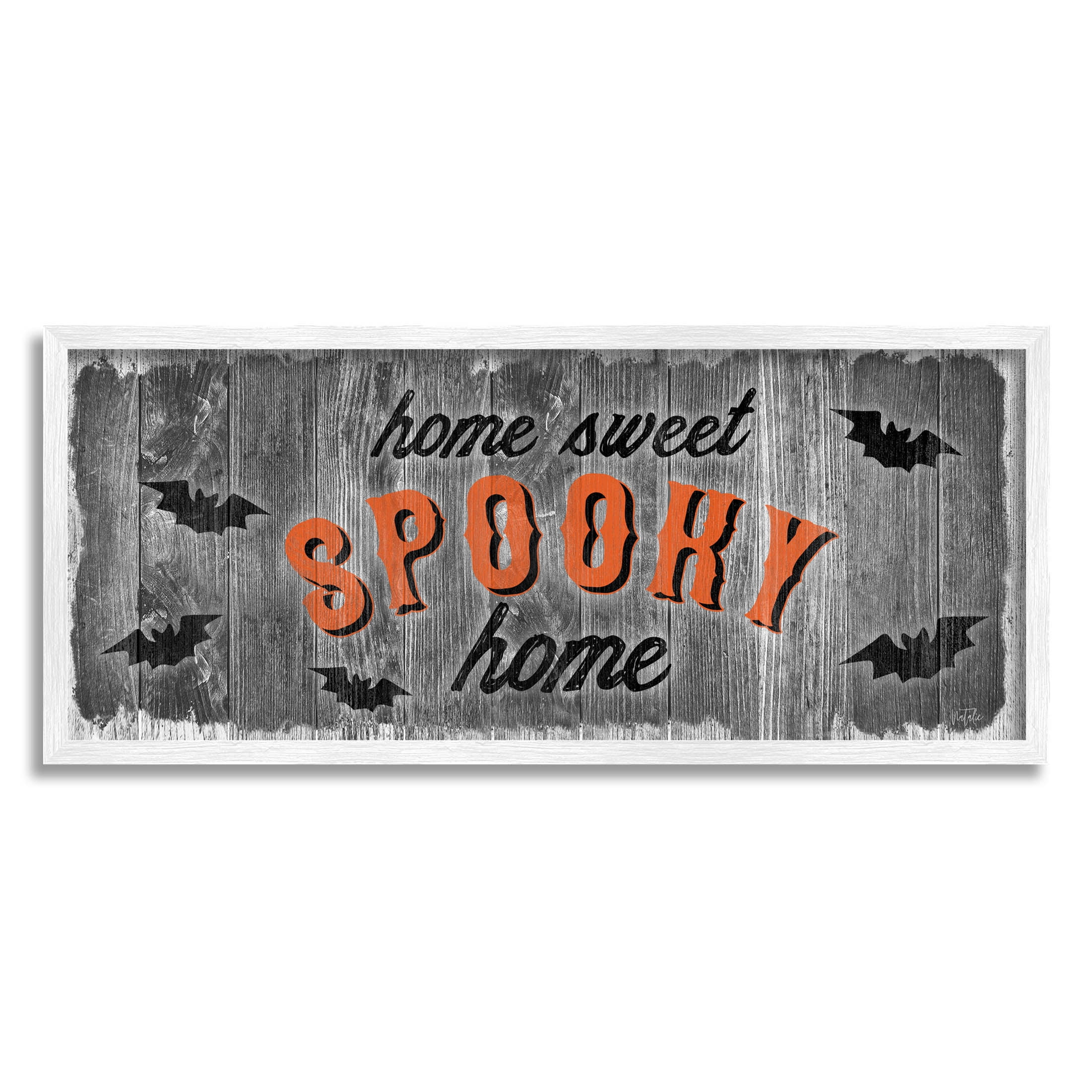 Stupell Industries Sweet Spooky Home Sign Graphic Art White Framed Art Print Wall Art, Design by Natalie Carpentieri