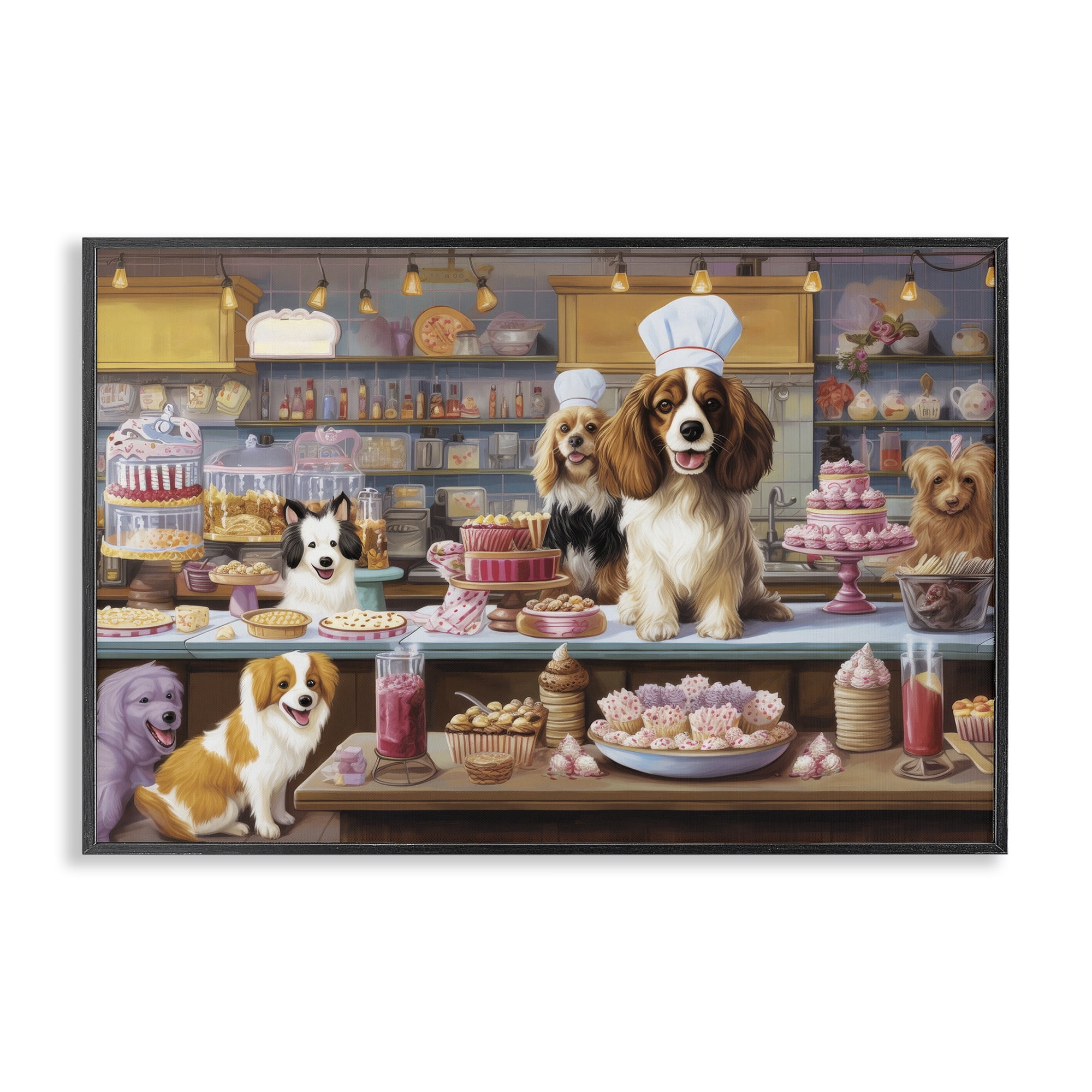 Stupell Industries Sweet Treats Pastry Dogs Food & Beverage Painting Black Framed Art Print Wall Art, 24 x 16