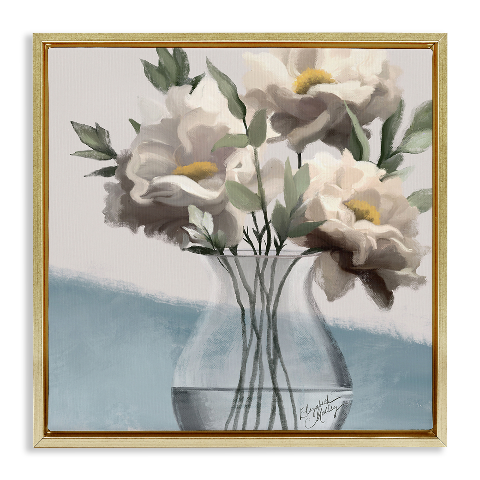 Stupell Industries Sweet Vase Bouquet Plants & Flowers Painting Gold Floater Framed Canvas Art Print Wall Art, 25 x 25
