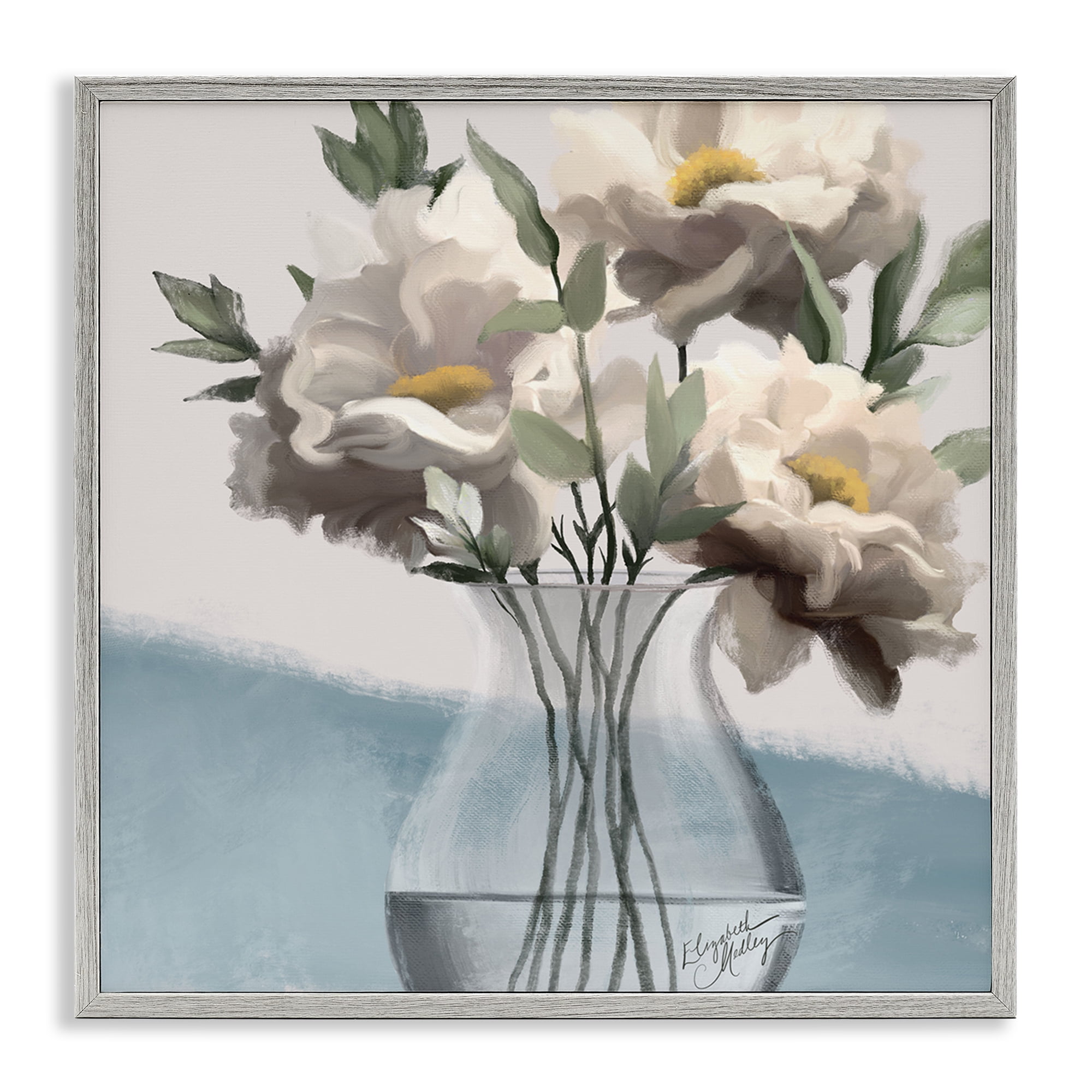 Stupell Industries Sweet Vase Bouquet Plants & Flowers Painting Gray Framed Art Print Wall Art, 12 x 12