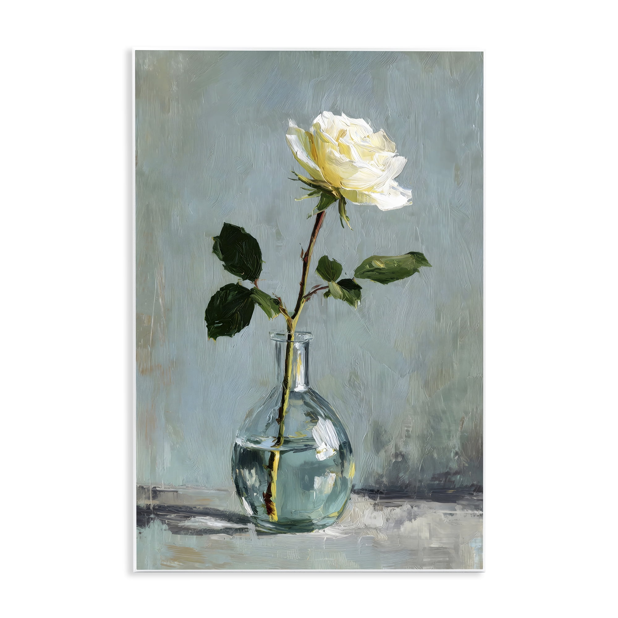 Stupell Industries Sweet White Rose in Vase Wall Plaque Art, design by Petal Prints Design
