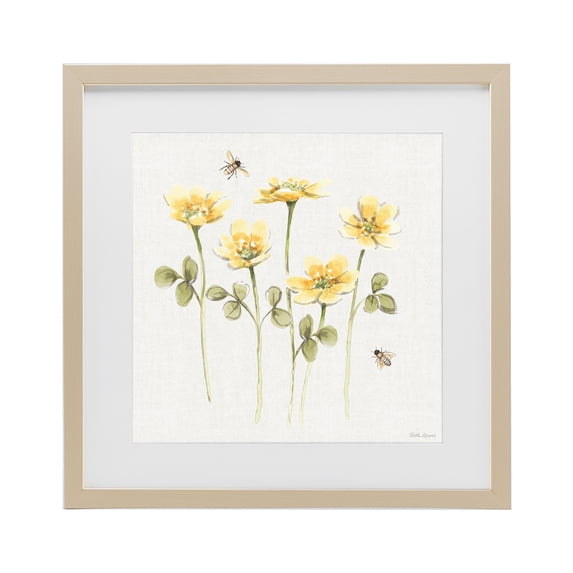 Stupell Industries Cottage Sweet Yellow Honey Flowers Birch Framed Print Under Glass, 13 x 13, by Beth Grove