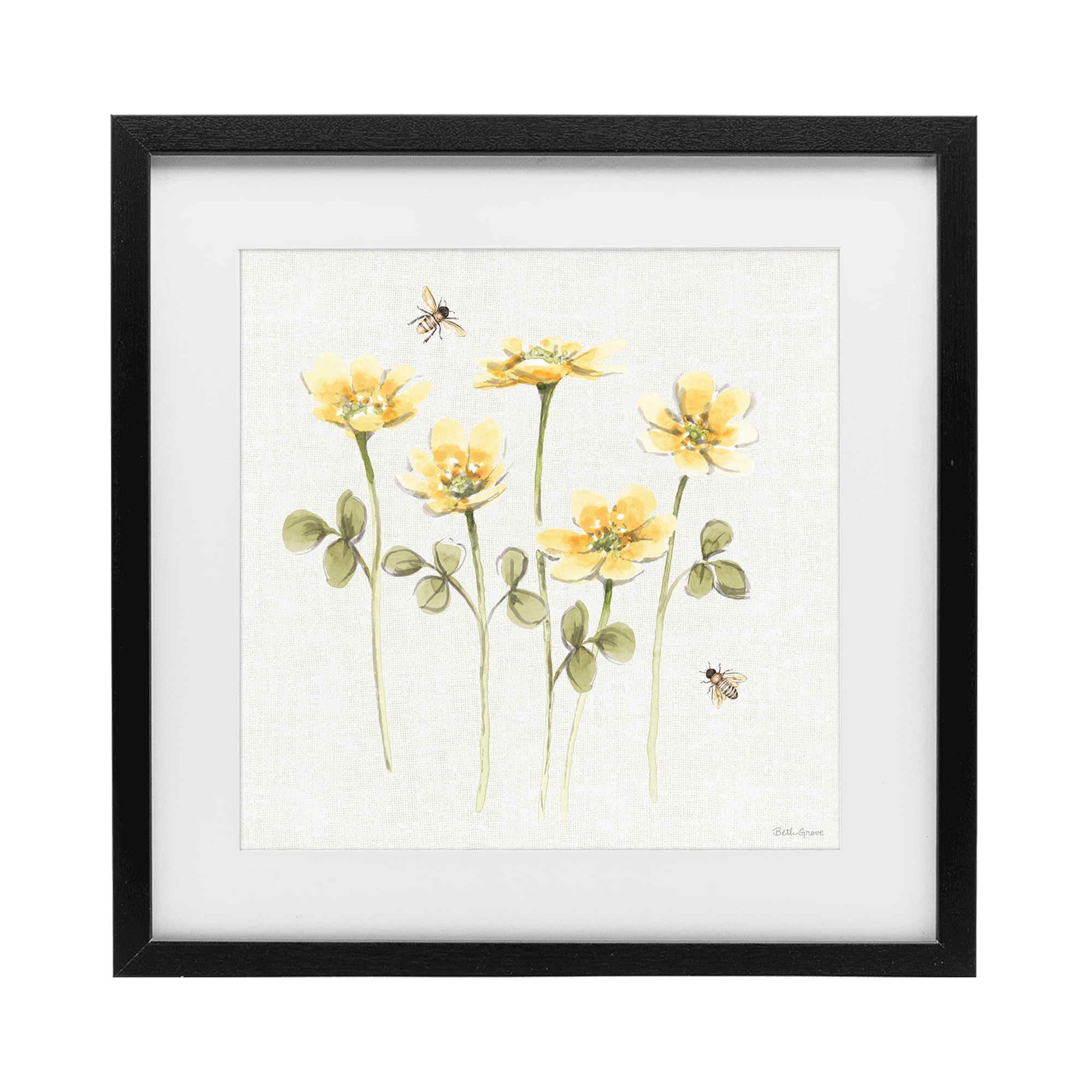 Stupell Industries Sweet Yellow Honey Flowers Black Framed Print Under Glass, design by Beth Grove