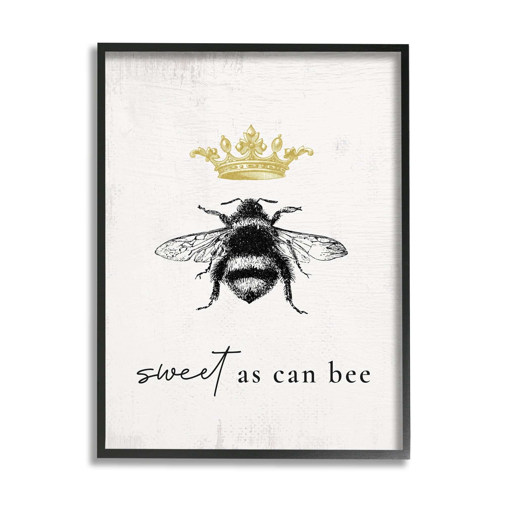 Stupell Industries Sweet as Can Bee Phrase Royal Crown Insect, 11 x 14,Design by Daphne Polselli