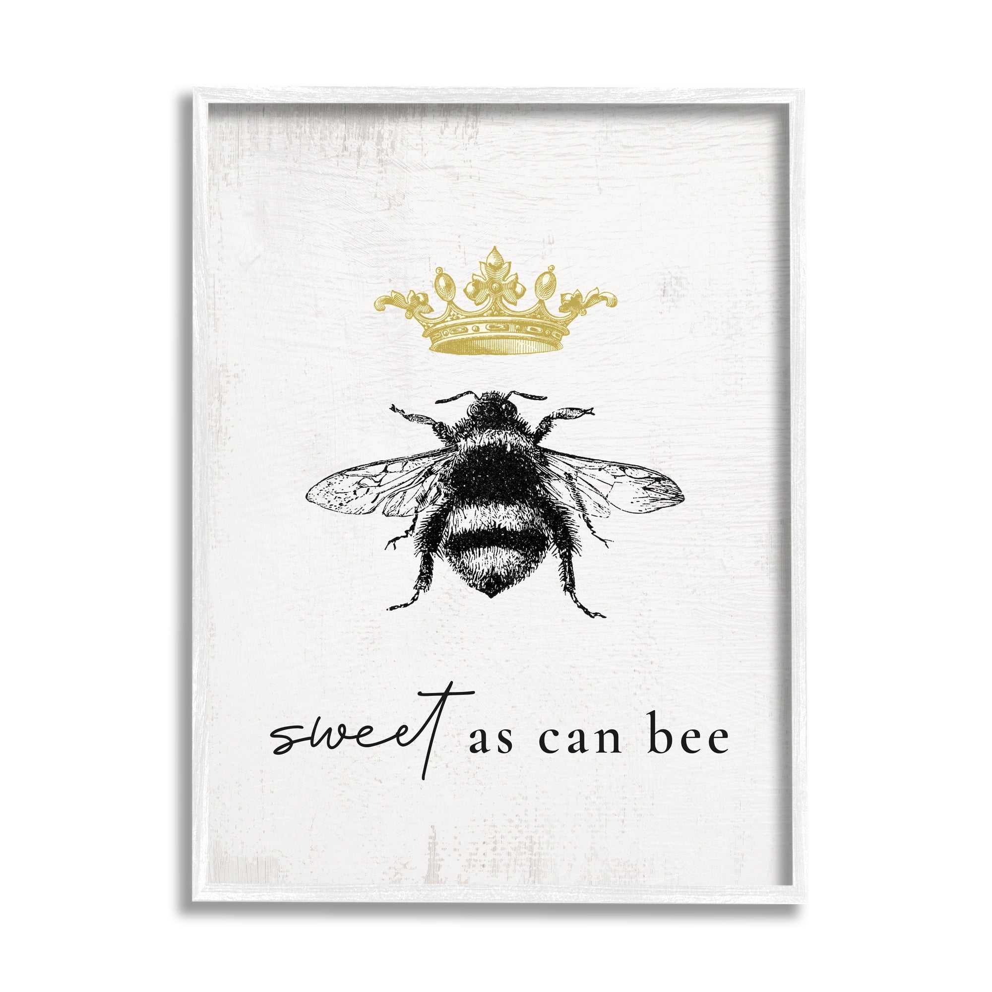 Stupell Industries Sweet as Can Bee Phrase Royal Crown Insect, 16 x 20,Design by Daphne Polselli