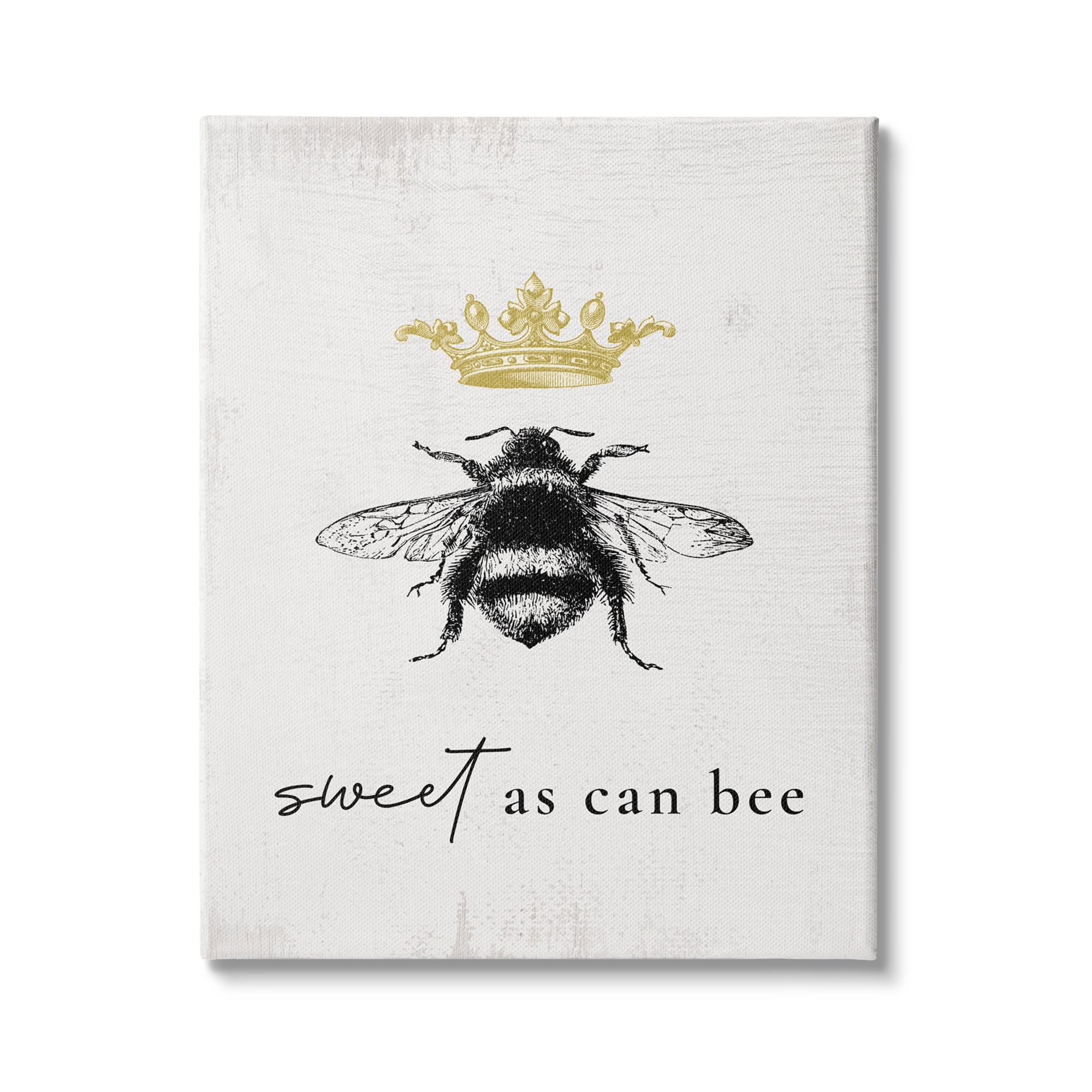 Stupell Industries Sweet as Can Bee Phrase Royal Crown Insect, 24 x 30,Design by Daphne Polselli