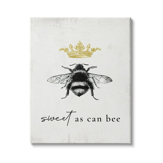 Stupell Industries Sweet as Can Bee Phrase Royal Crown Insect, 24 x 30,Design by Daphne Polselli