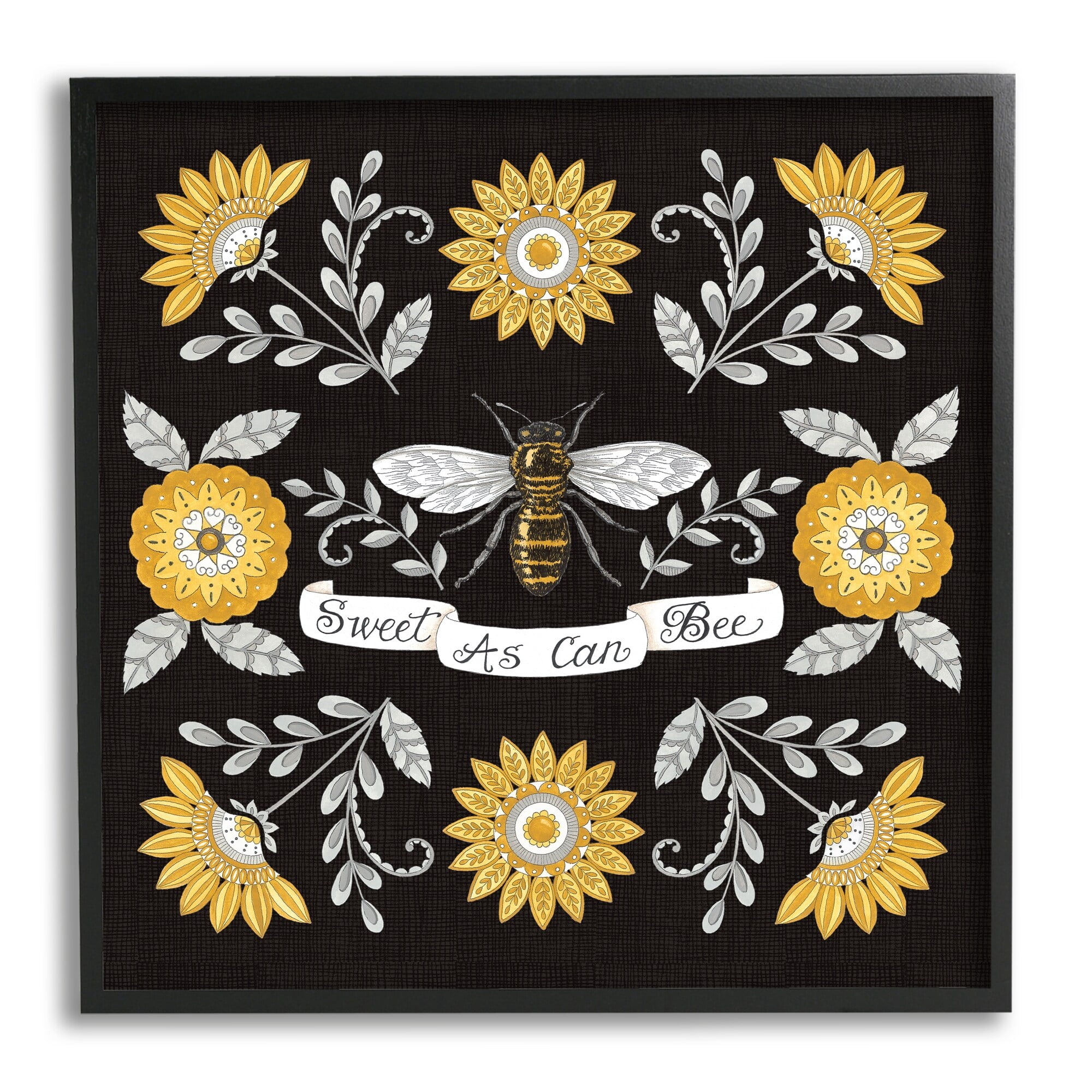 Stupell Industries Sweet as Can Bee Sentiment Vintage Floral Pattern, 12 x 12,Design by Deb Strain