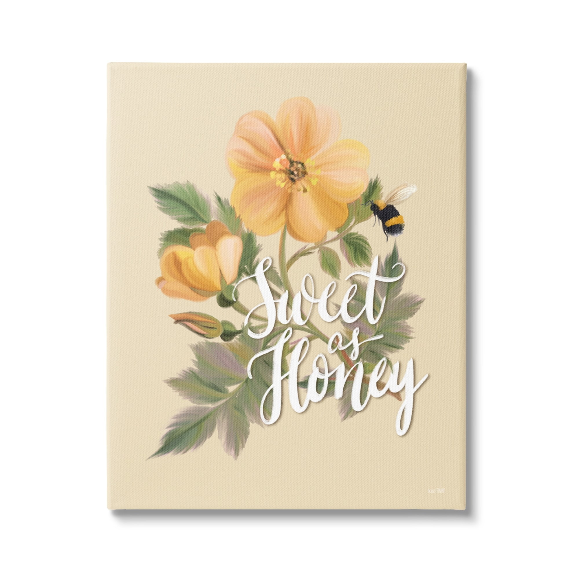 Stupell Industries Sweet as Honey Bumble Bee Yellow Poppy Flower, 30 x 40, Design by House Fenway