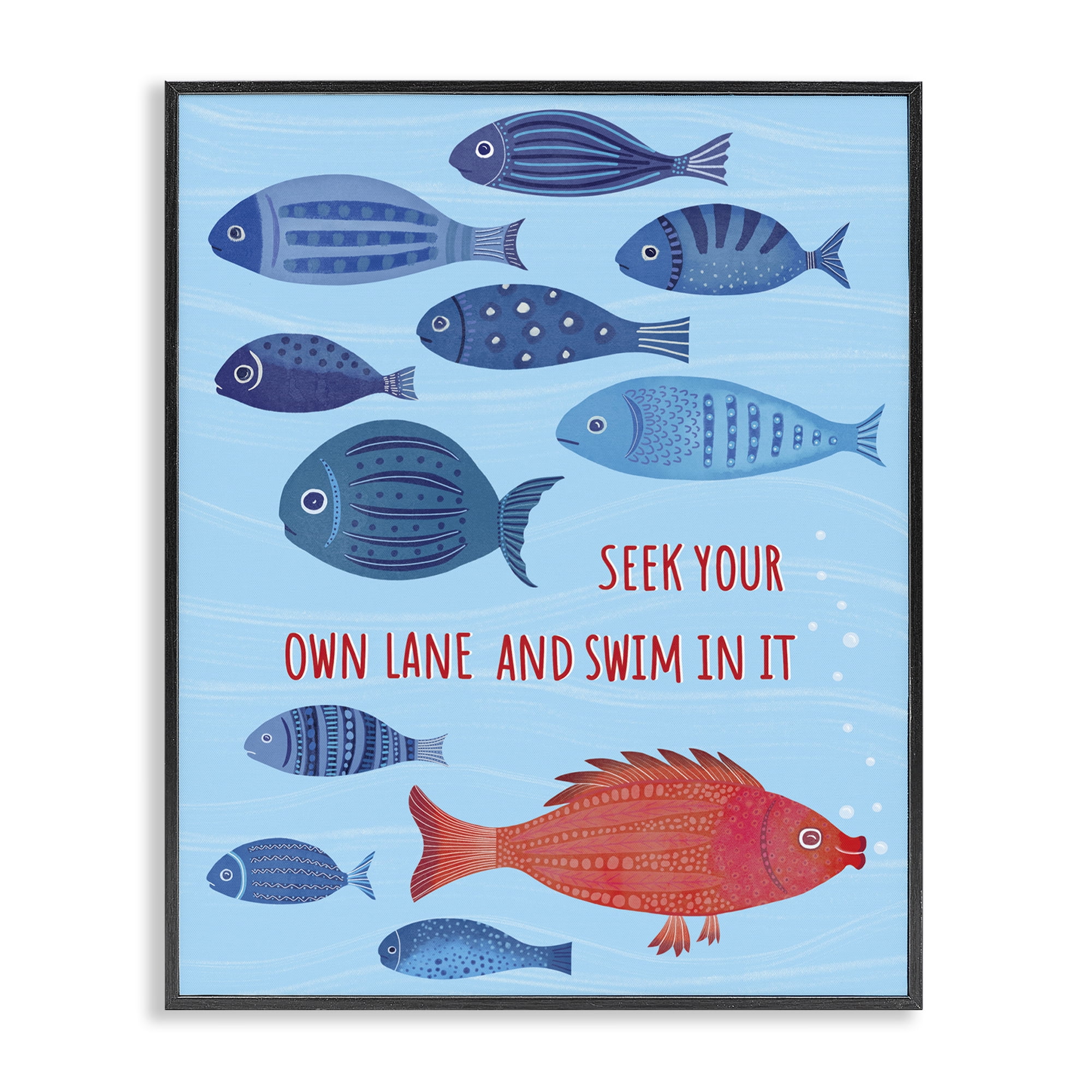 Stupell Industries Swim In Your Own Lane Nautical & Beach Painting Black Framed Art Print Wall Art, 16 x 20