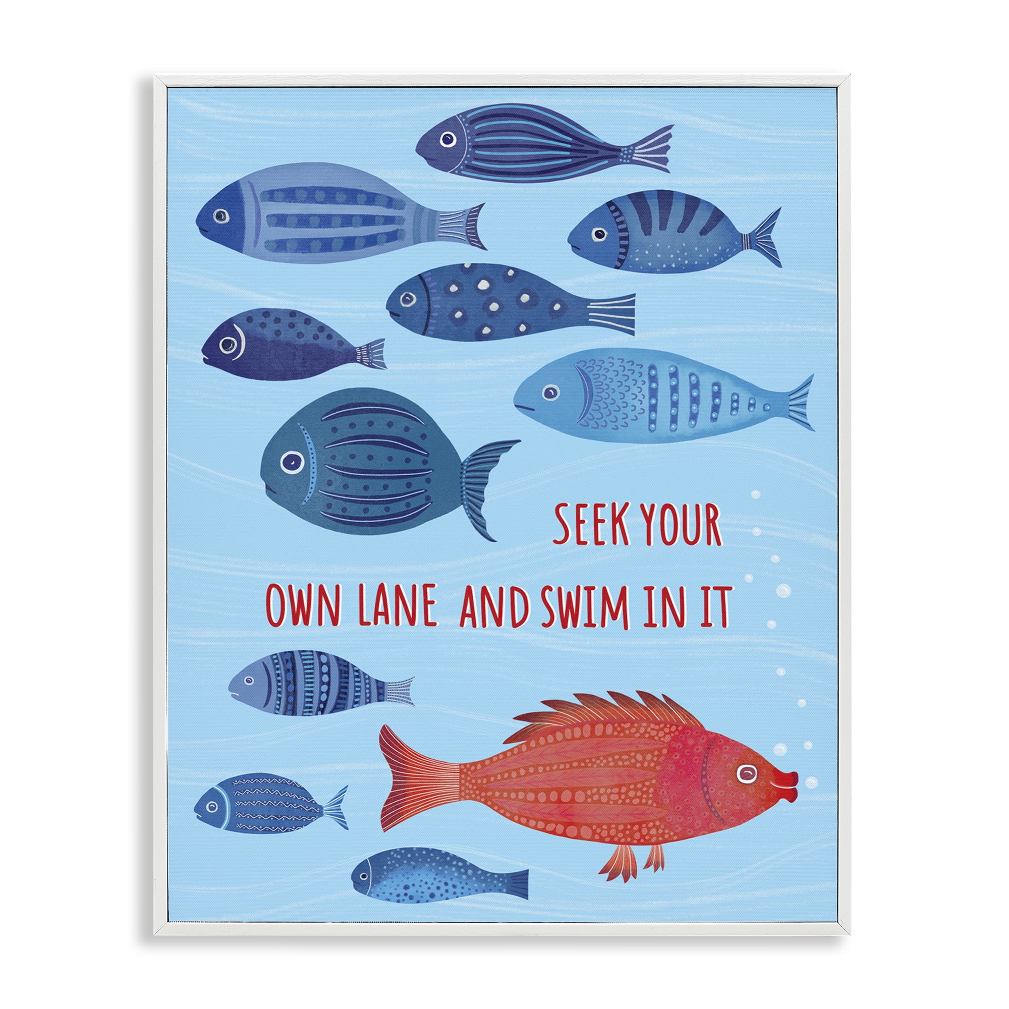 Stupell Industries Swim In Your Own Lane Nautical & Beach Painting White Framed Art Print Wall Art, 11 x 14