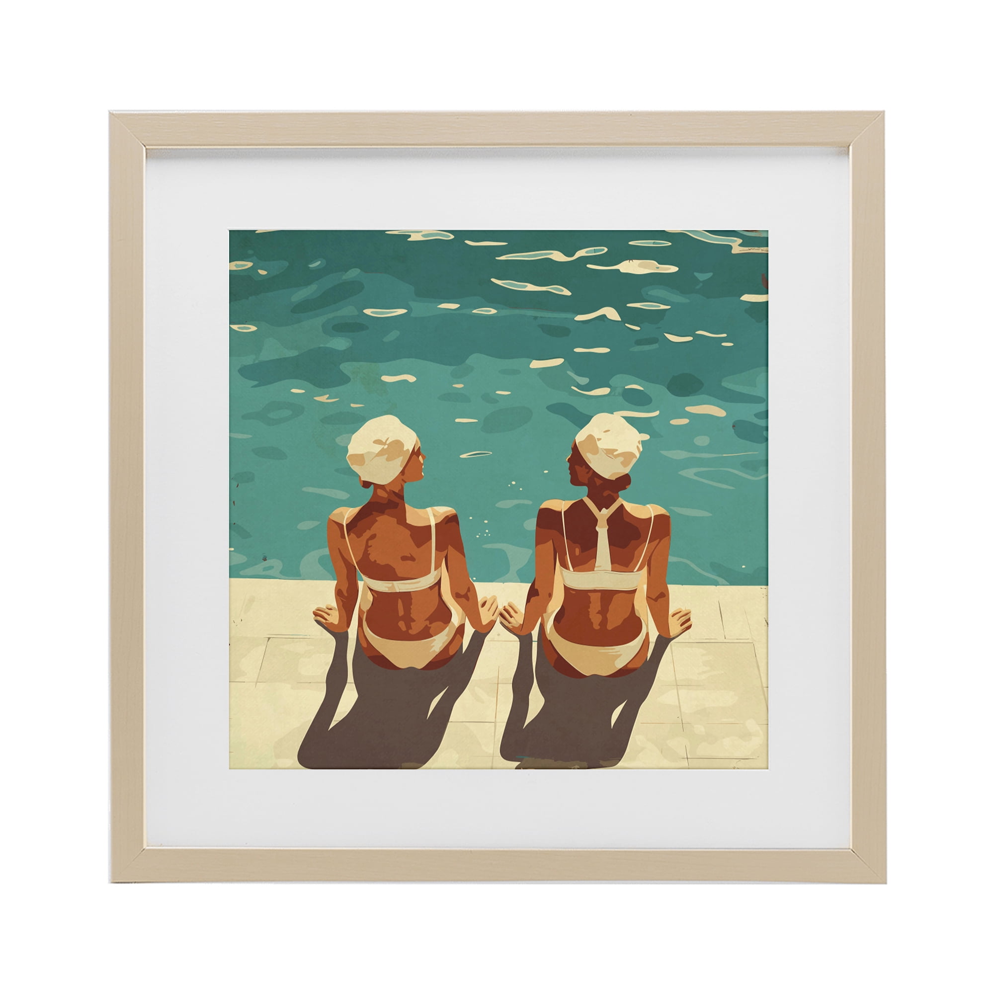 Stupell Industries Swimmer Friends Duo Birch Framed Print Under Glass, design by Layla Oz