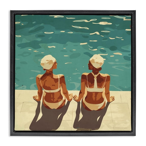 Stupell Industries Modern Swimmer Friends Duo Black Floating Frame Canvas Art, 25 x 25, by Layla Oz