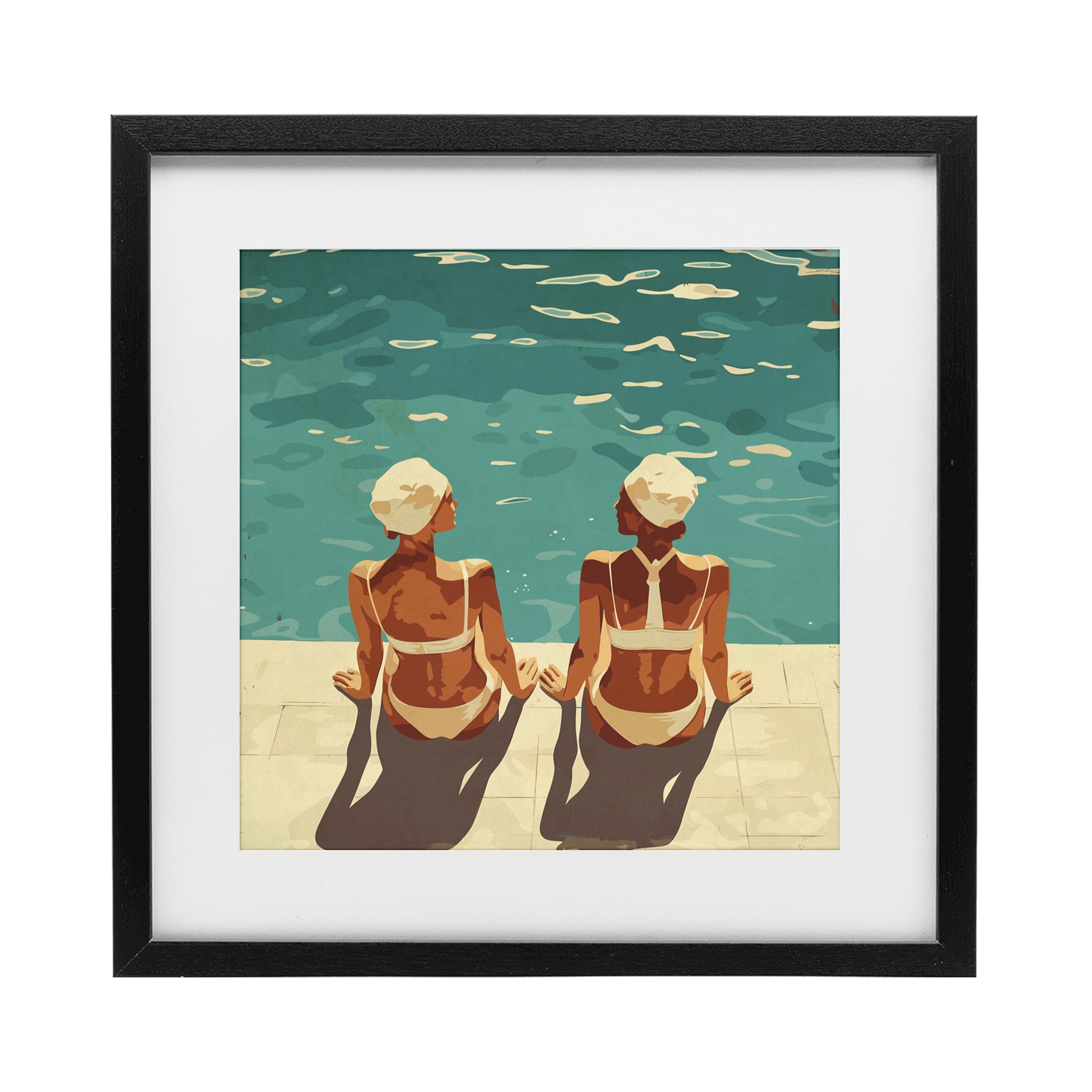 Stupell Industries Swimmer Friends Duo Black Framed Print Under Glass, design by Layla Oz