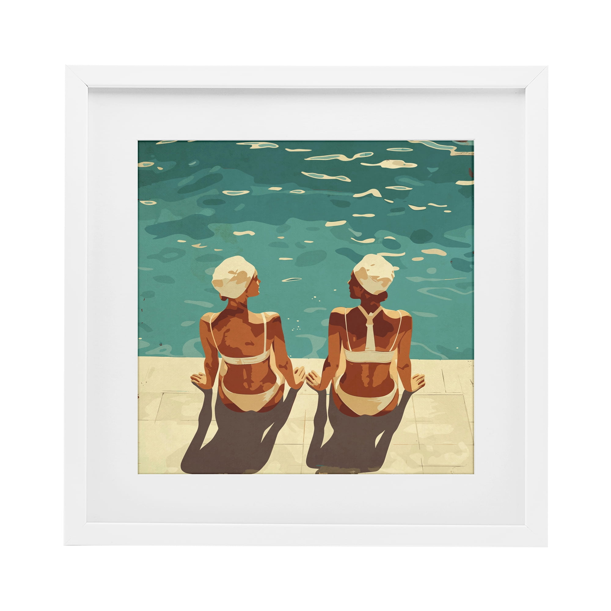 Stupell Industries Swimmer Friends Duo White Framed Print Under Glass, design by Layla Oz