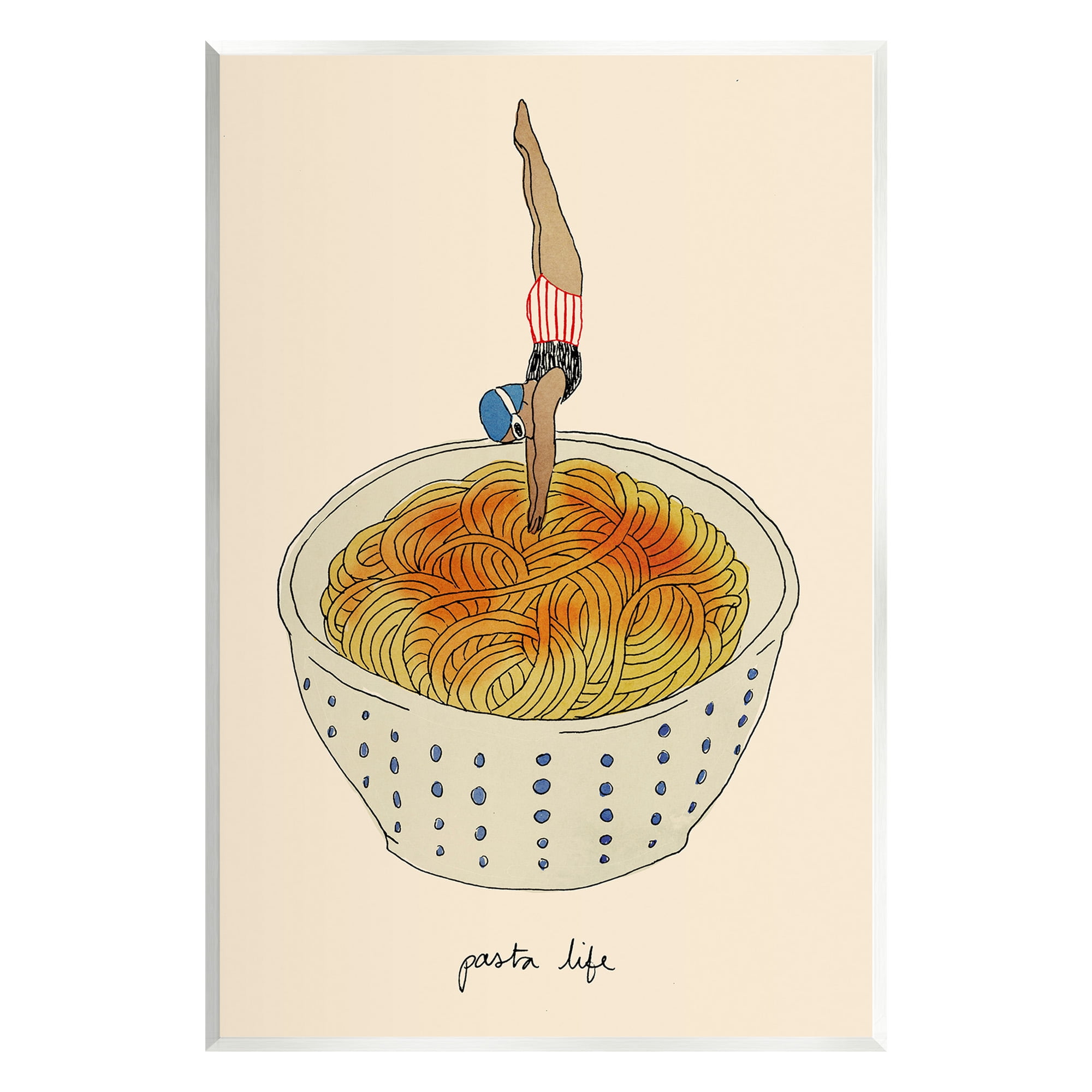Stupell Industries Swimmer with Pasta Bowl Food & Beverage Painting Unframed Art Print Wall Art, 10 x 15