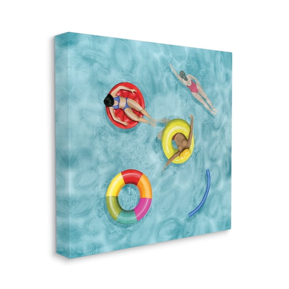 Stupell Industries Swimmers In Pool Inner Tube Cool Blue Water, 24 x 24, Designed by Grace Popp