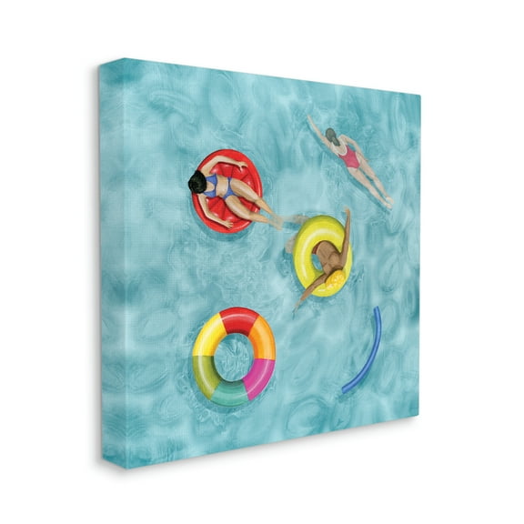 Stupell Industries Swimmers In Pool Inner Tube Cool Blue Water, 24 x 24, Designed by Grace Popp