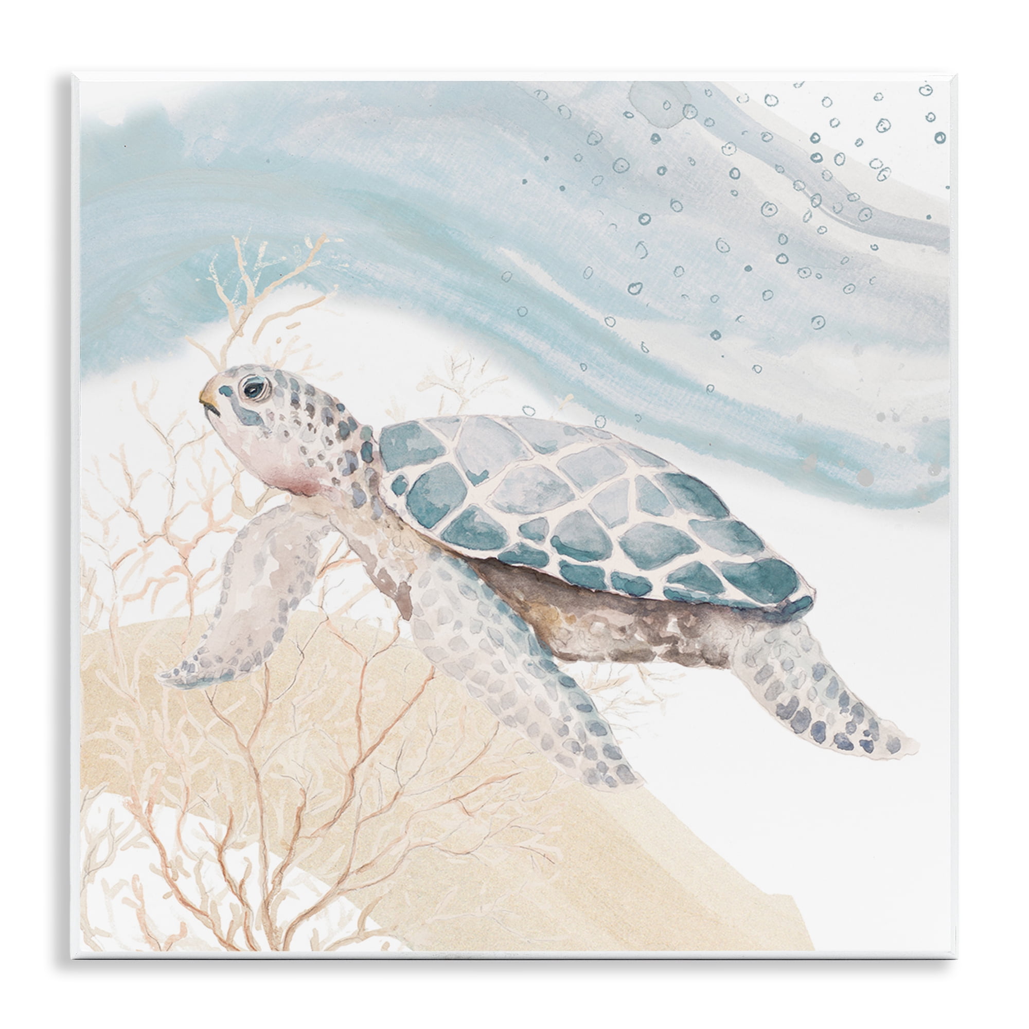 Stupell Industries Swimming Aquatic Turtle Animals & Insects Painting Unframed Art Print Wall Art, 12 x 12