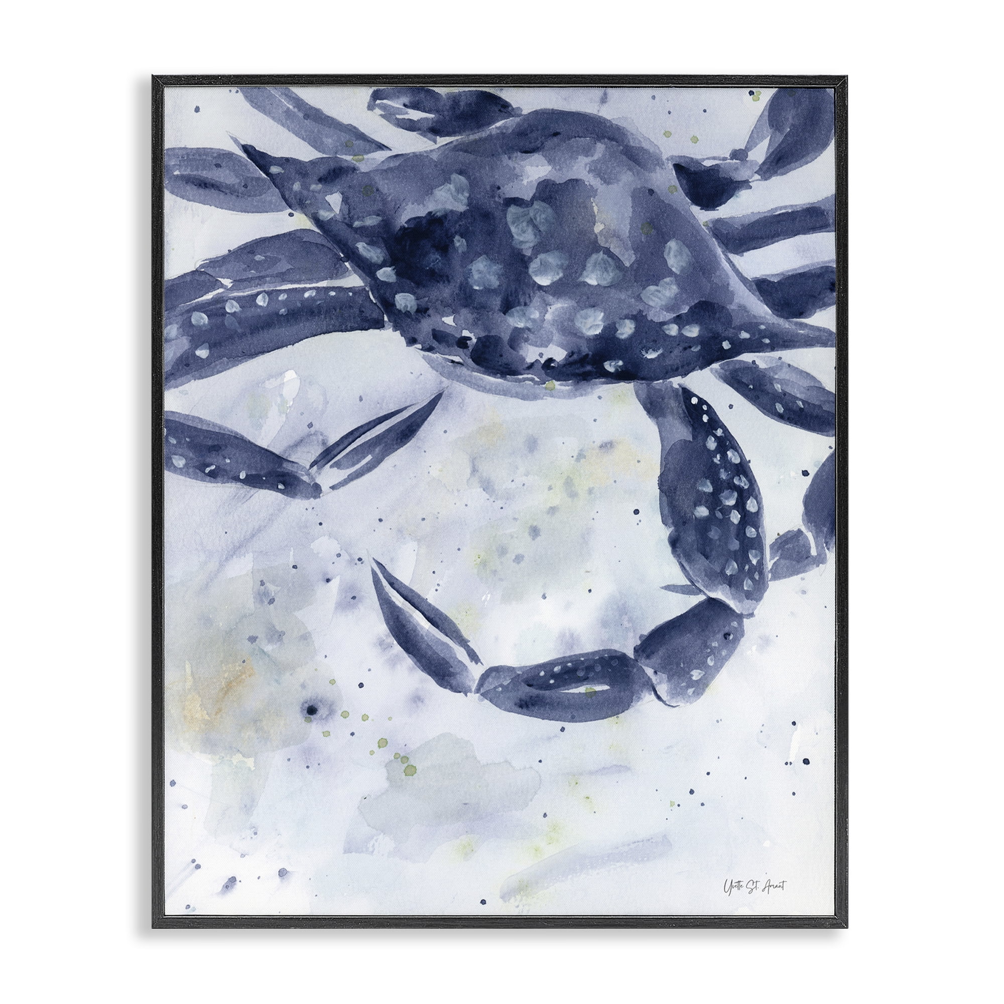 Stupell Industries Swimming Blue Crab Animals & Insects Painting Black Framed Art Print Wall Art, 16 x 20